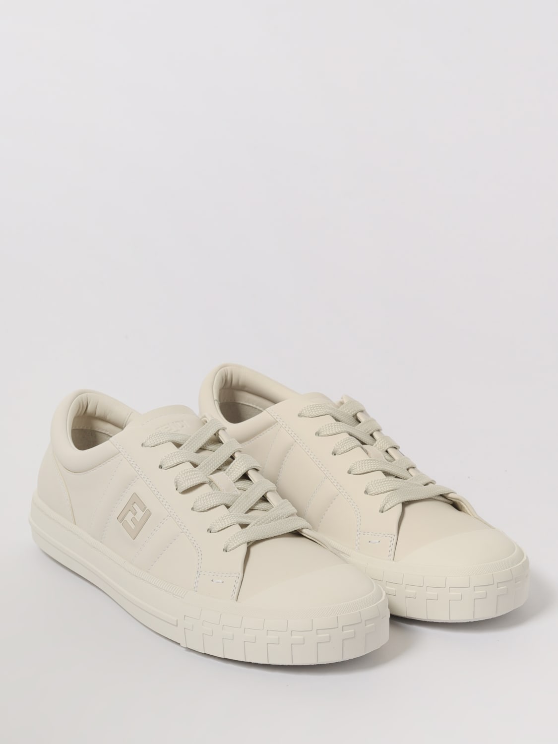 FENDI SNEAKERS: Sneakers Domino Fendi in pelle , Bianco - Img 2