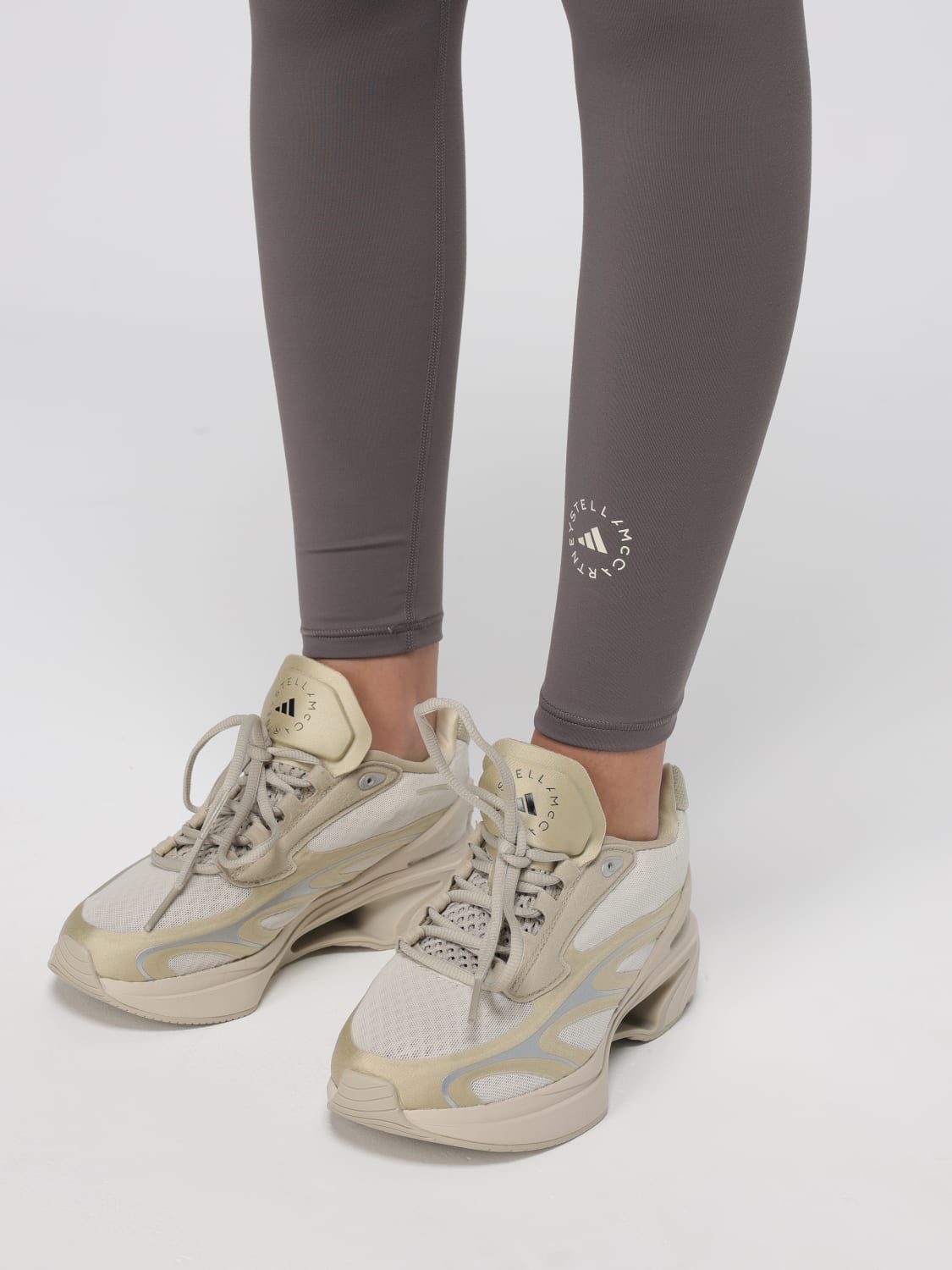 ADIDAS BY STELLA MCCARTNEY PANTALONI: Leggings stretch in cotone organico Adidas by Stella McCartney, Cacao - Img 4