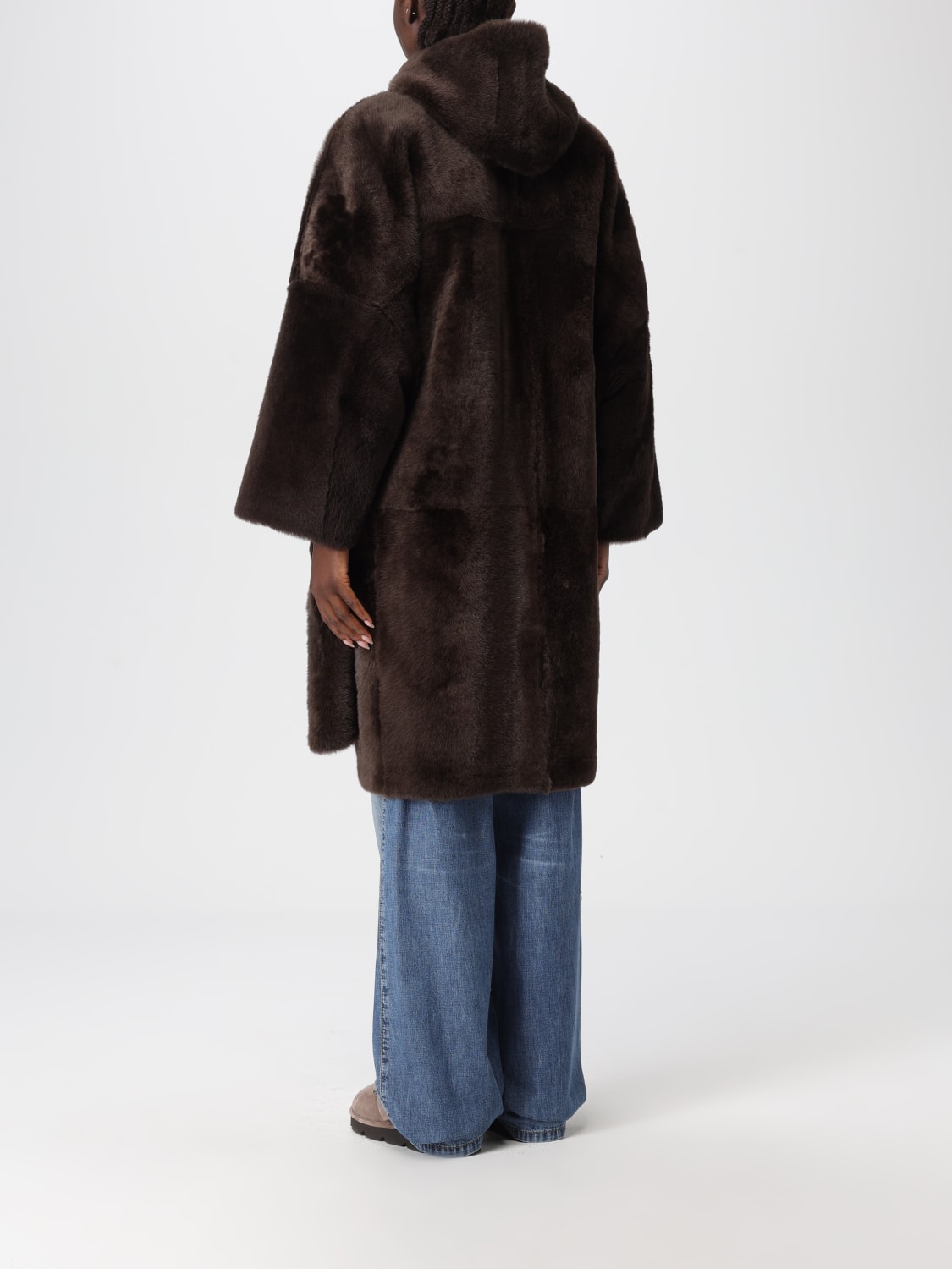 BRUNELLO CUCINELLI FOURRURE: Manteau femme Brunello Cucinelli, Brun - Img 3