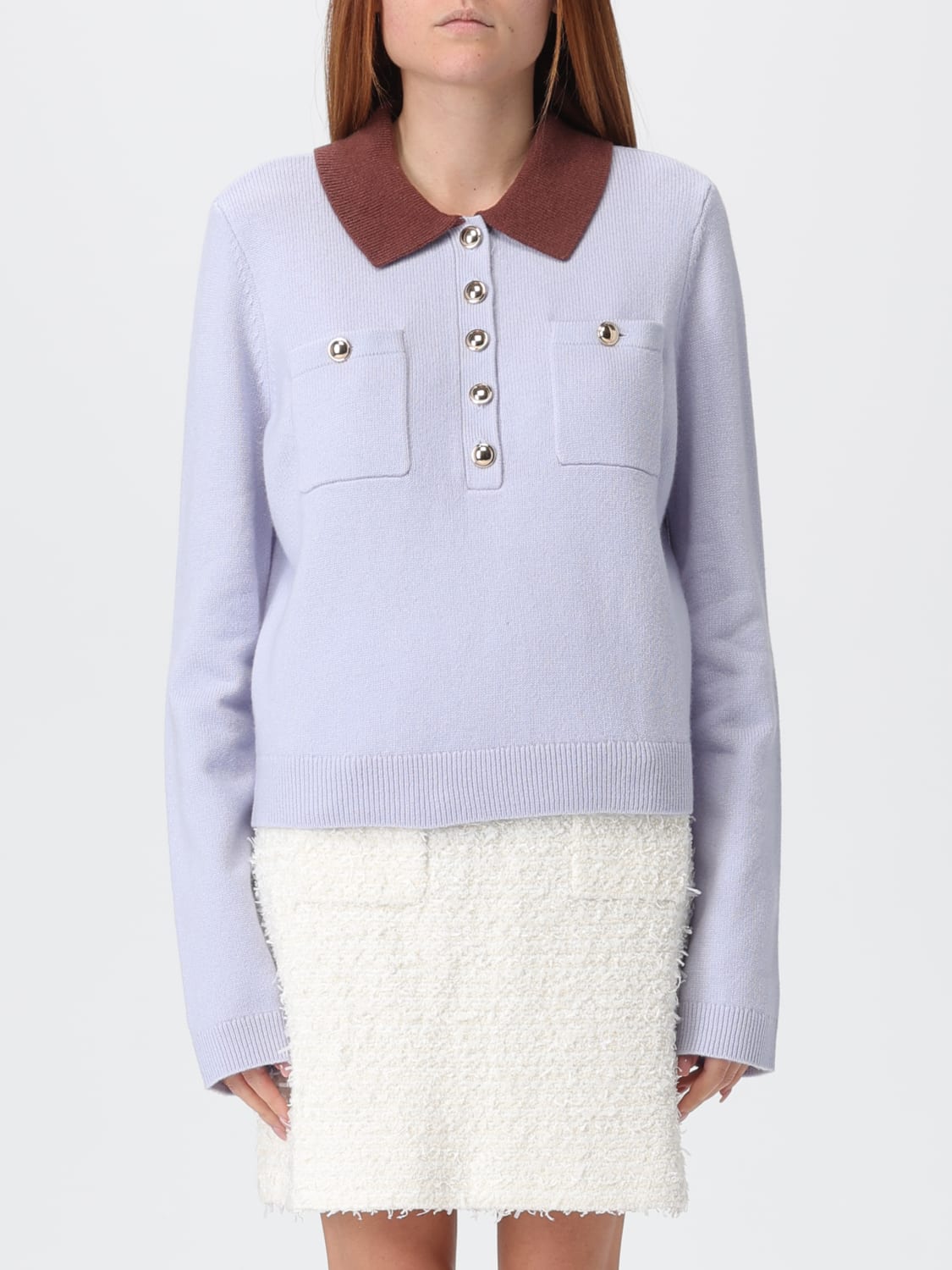 SELF-PORTRAIT MAGLIA: Polo in maglia Self-Portrait , Blue - Img 1