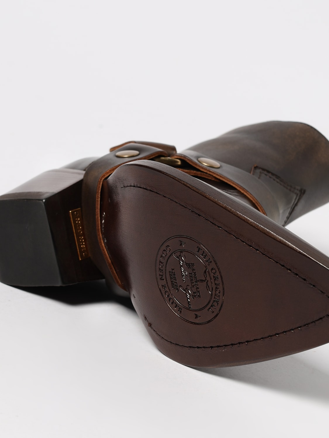 GOLDEN GOOSE BOTTES: Bottines plates femme Golden Goose, Marron - Img 4