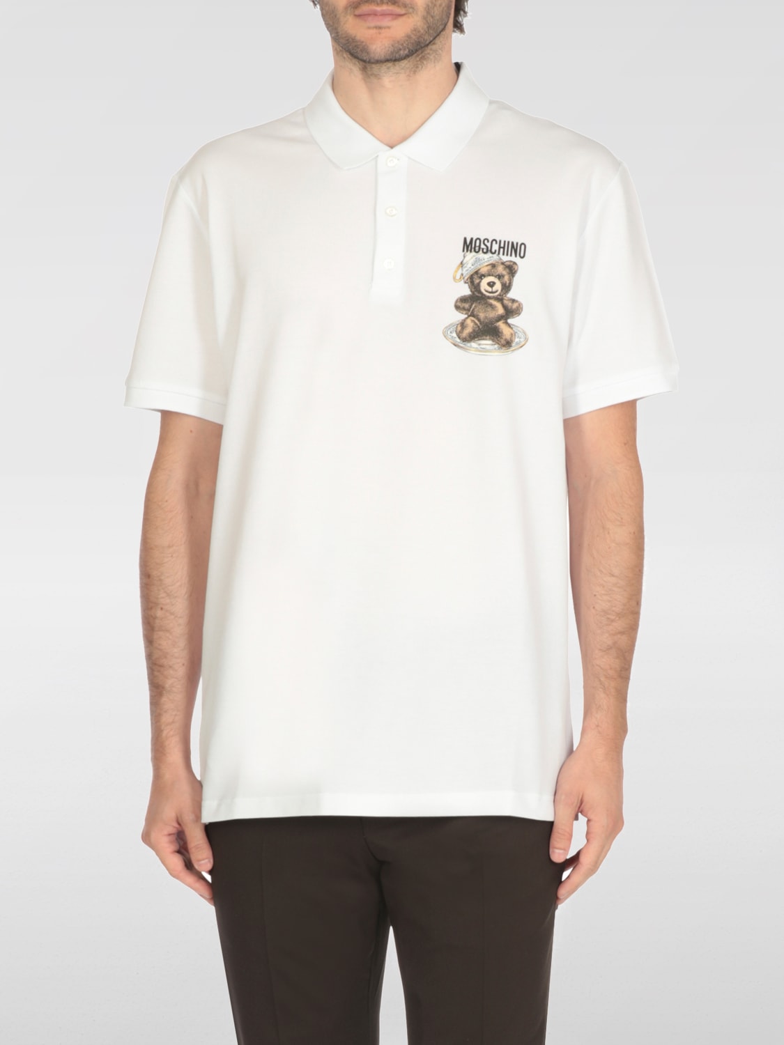 MOSCHINO COUTURE POLO: Polo Moschino Couture in cotone con logo , Bianco - Img 1