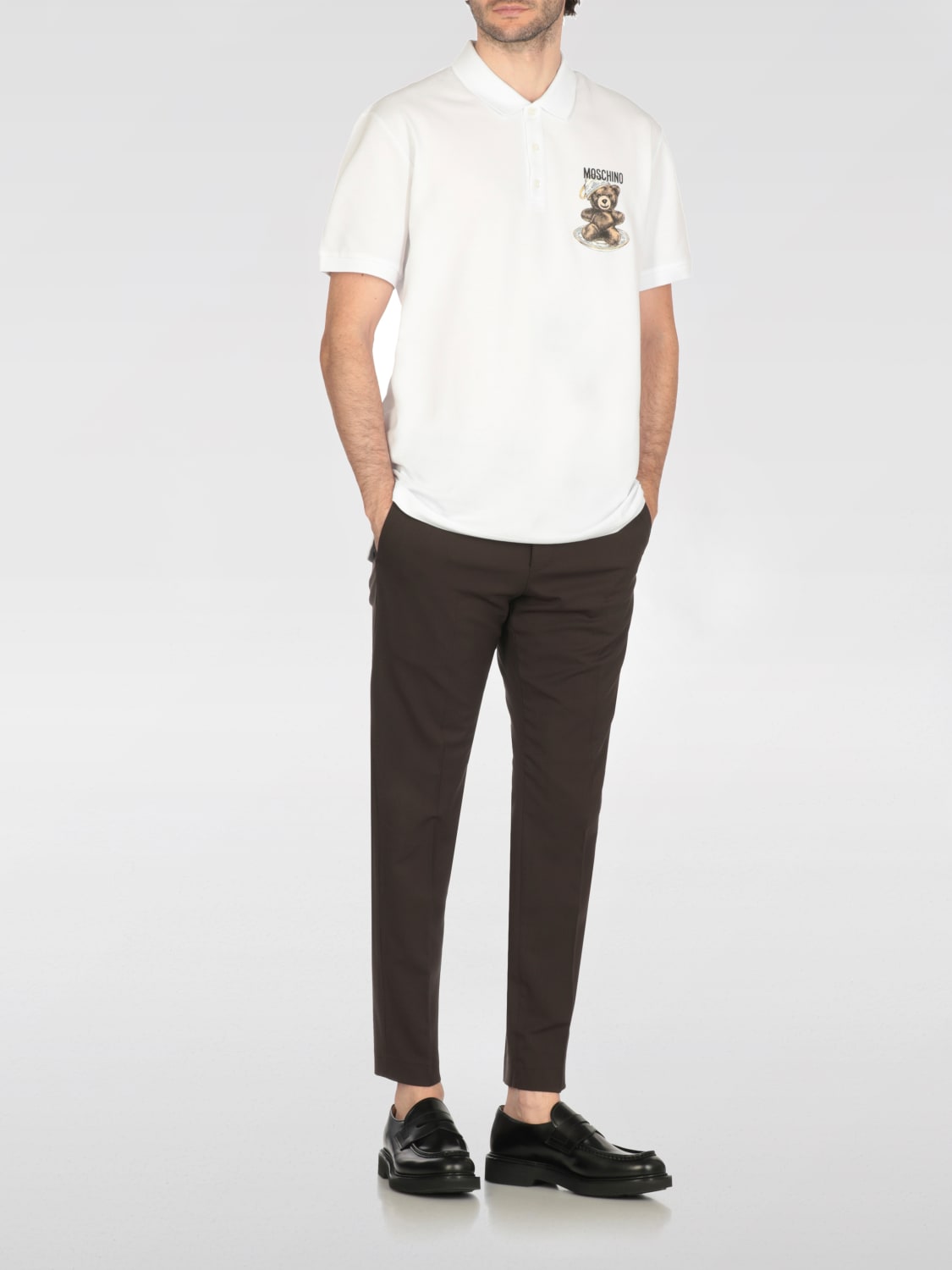 MOSCHINO COUTURE POLO: Polo Moschino Couture in cotone con logo , Bianco - Img 2