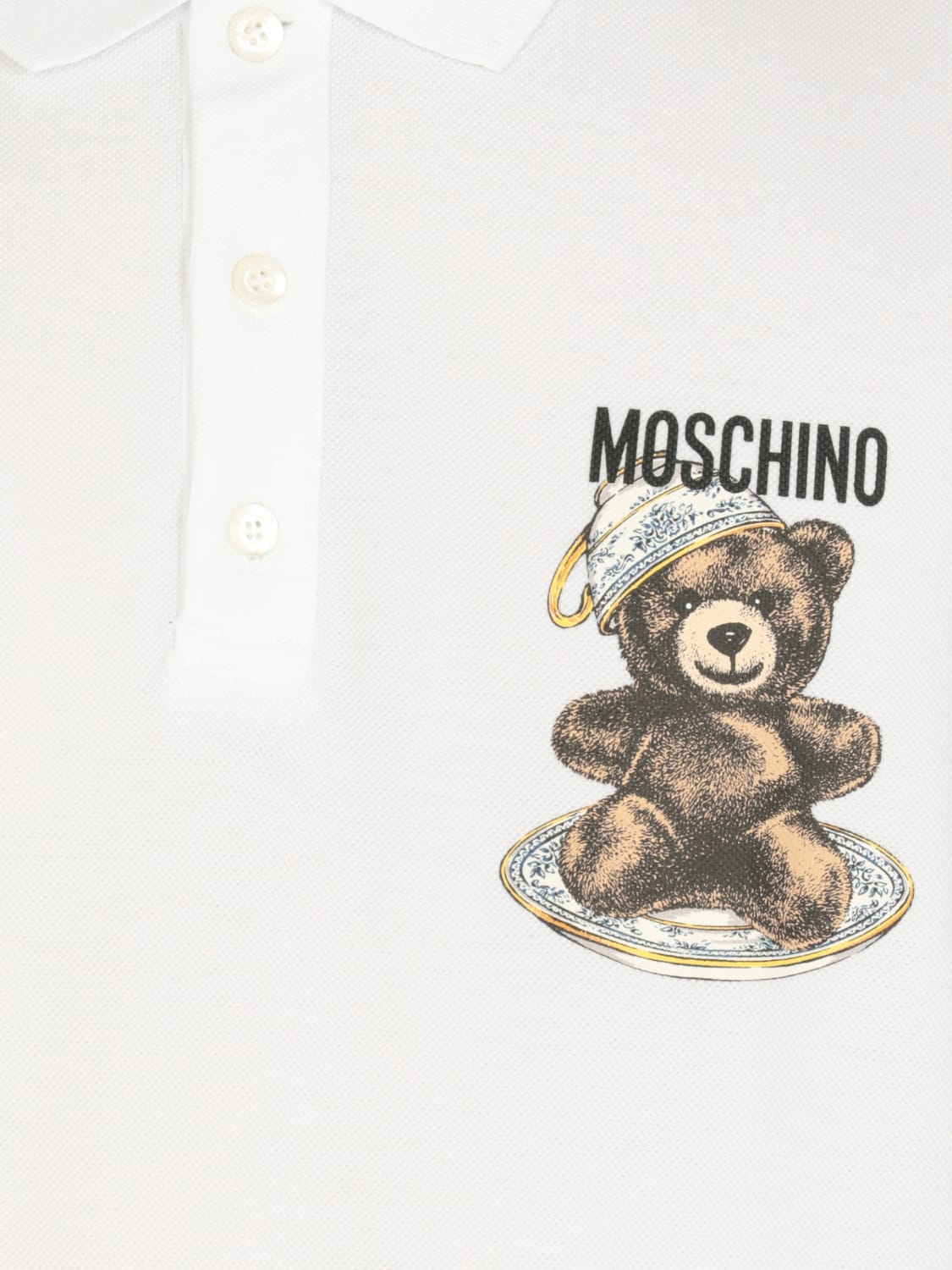 MOSCHINO COUTURE POLO: Polo Moschino Couture in cotone con logo , Bianco - Img 4