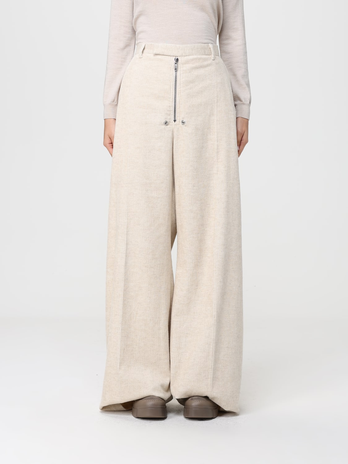 RICK OWENS PANTALONI: Pantaloni wide-leg Rick Owens in velluto , Naturale - Img 1