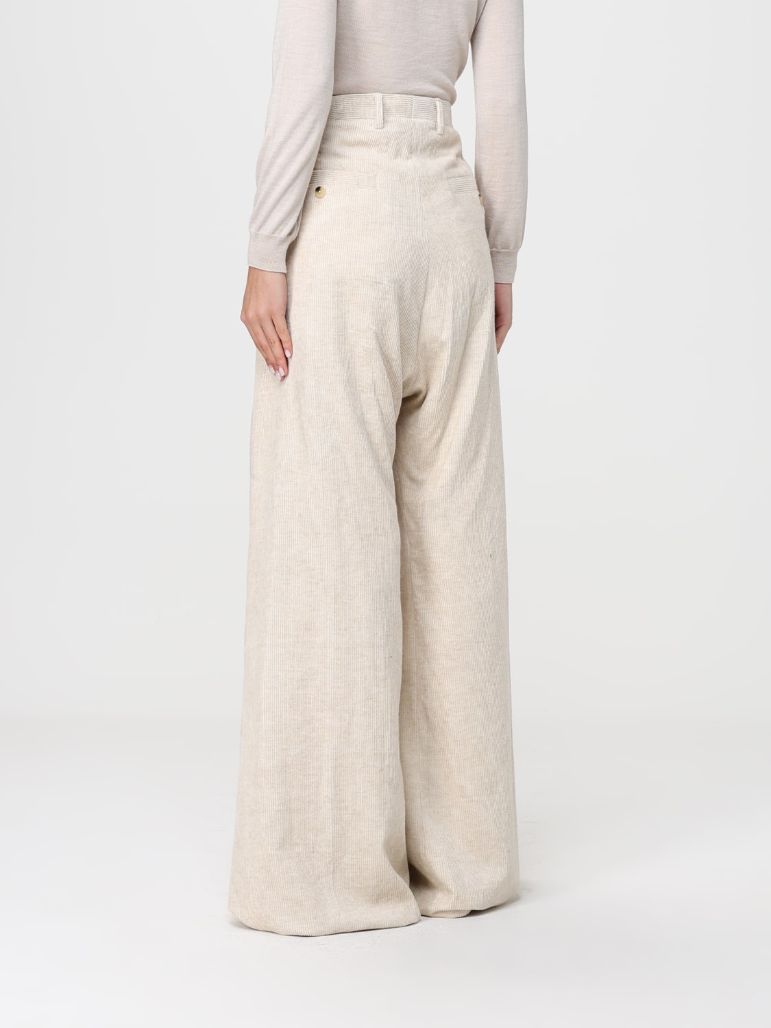 RICK OWENS PANTALONI: Pantaloni wide-leg Rick Owens in velluto , Naturale - Img 3