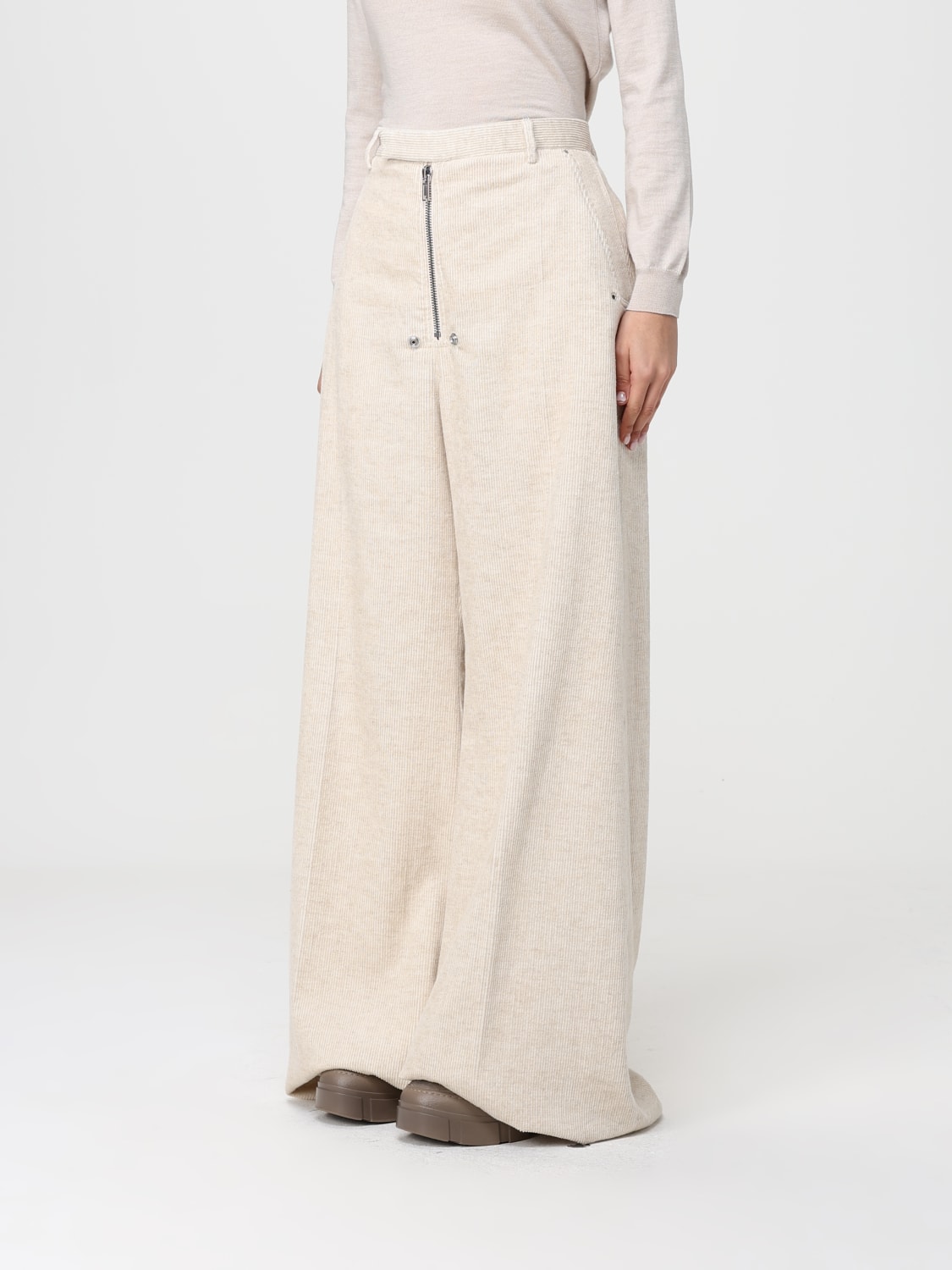 RICK OWENS PANTALONI: Pantaloni wide-leg Rick Owens in velluto , Naturale - Img 4