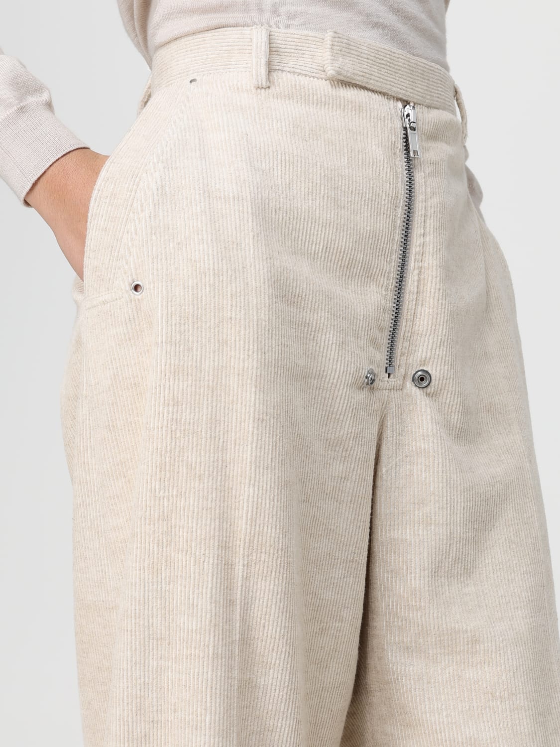 RICK OWENS PANTALONI: Pantaloni wide-leg Rick Owens in velluto , Naturale - Img 5