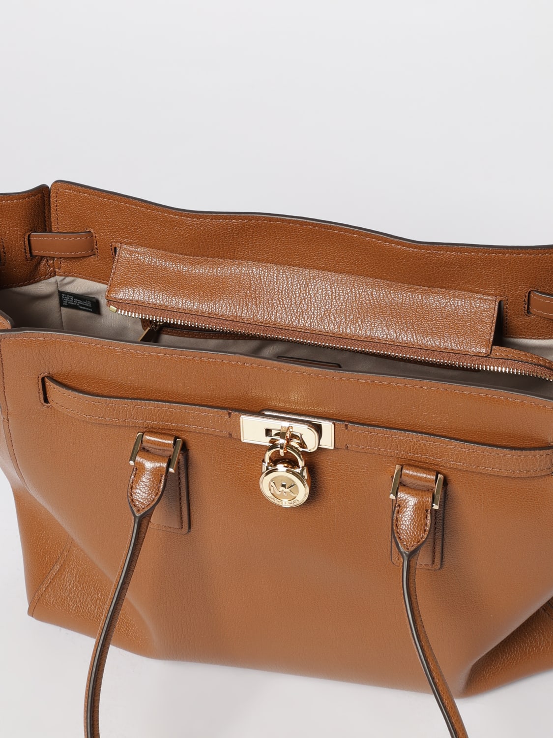 MICHAEL KORS BORSA TOTE: Borsa tote Hamilton grande in pelle Michael Kors, Marrone - Img 3