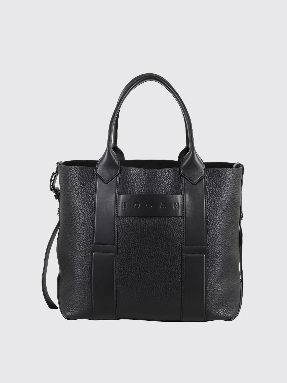 HOGAN BORSA TOTE: Borsa Shopping Hogan in pelle a grana , Nero - Img 1