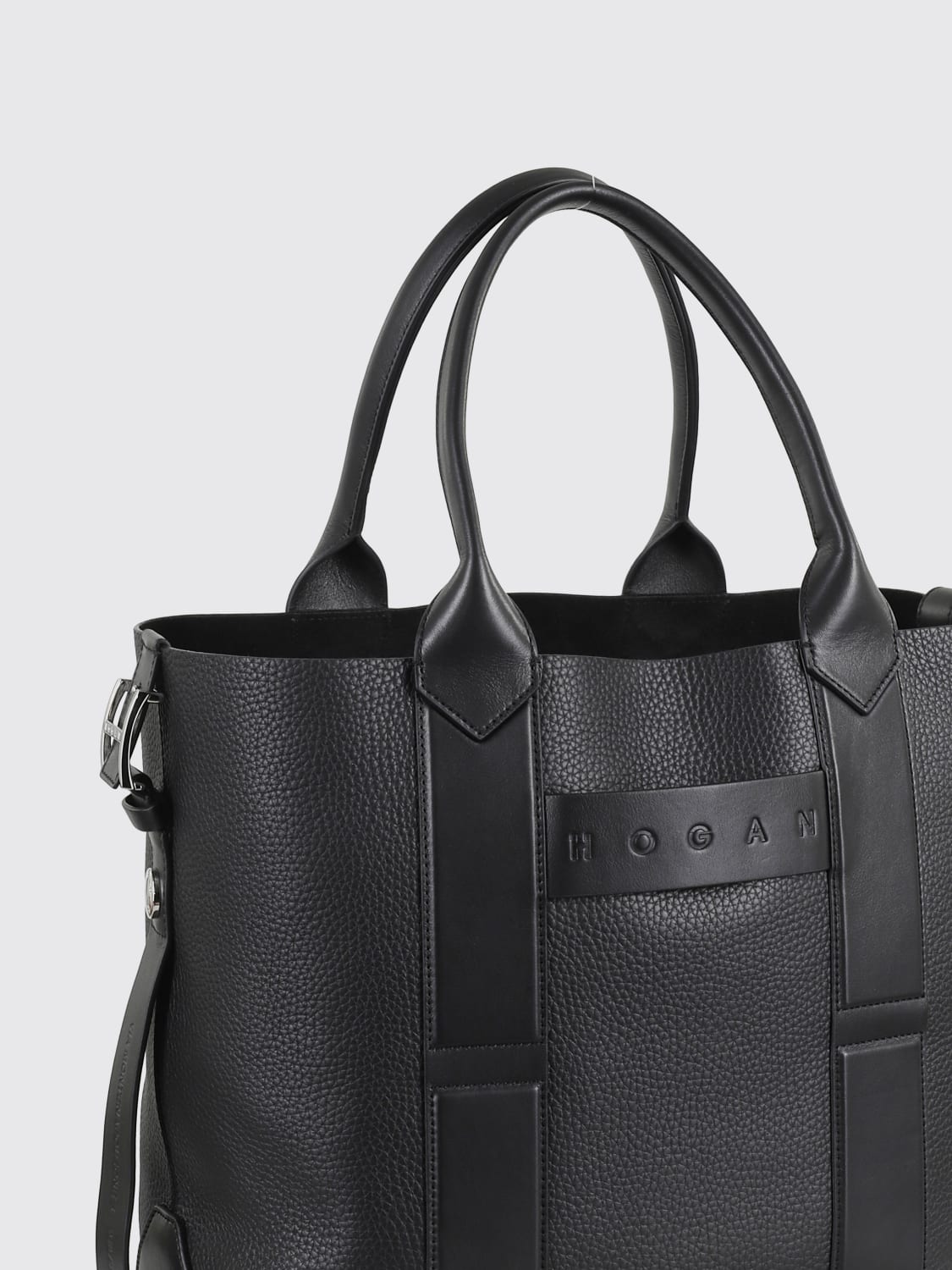 HOGAN BORSA TOTE: Borsa Shopping Hogan in pelle a grana , Nero - Img 3