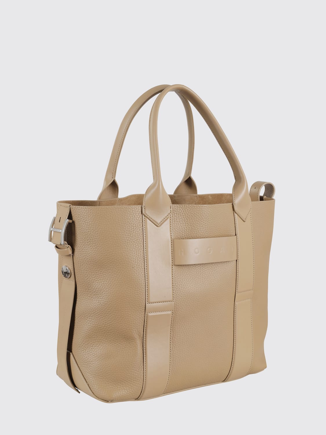 HOGAN BORSA TOTE: Borsa Shopping Hogan in pelle a grana , Biscotto - Img 3