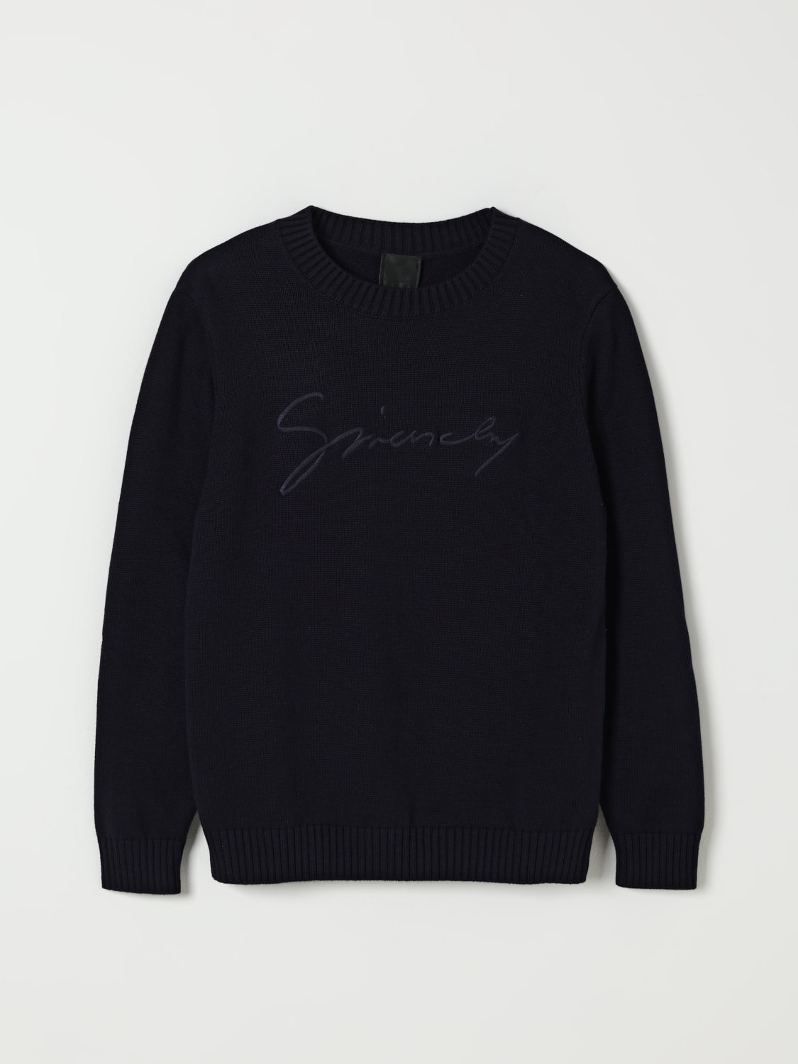 GIVENCHY MAGLIA: Maglione in cotone e cashmere con logo Givenchy, Marine - Img 1