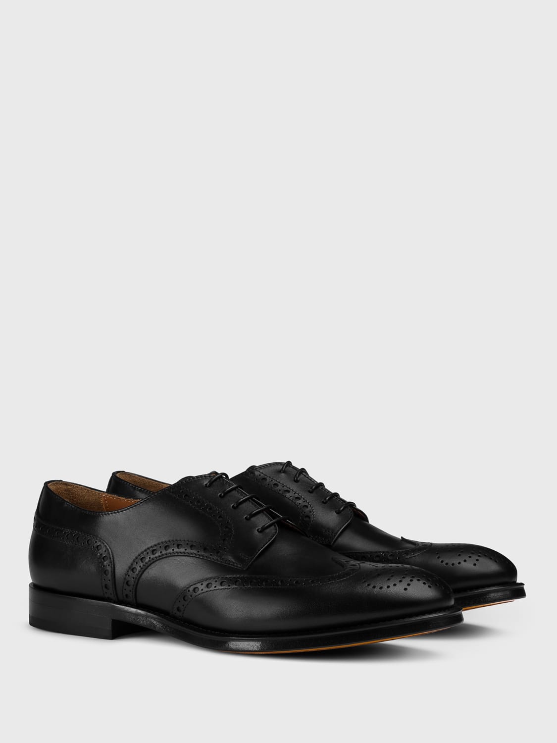 DOUCAL'S SCARPE STRINGATE: Derby Doucal's in pelle con motivo brogue, Nero - Img 2