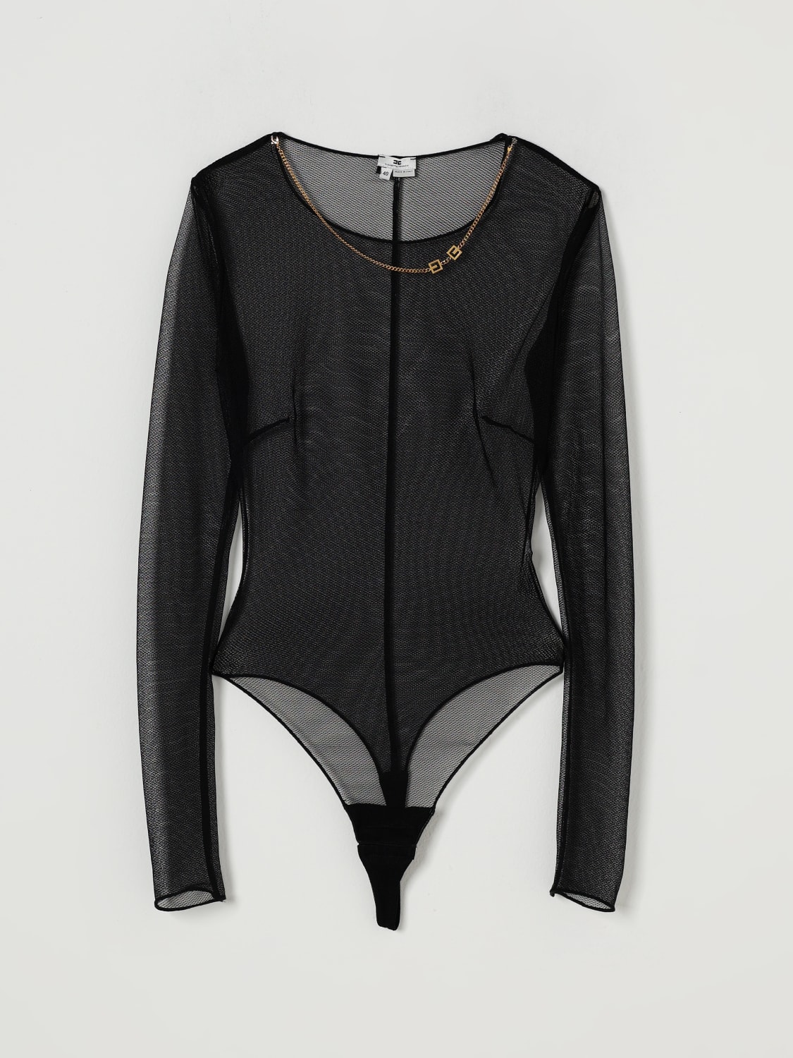 ELISABETTA FRANCHI TOP: Body in tulle con collana Elisabetta Franchi, Nero - Img 2