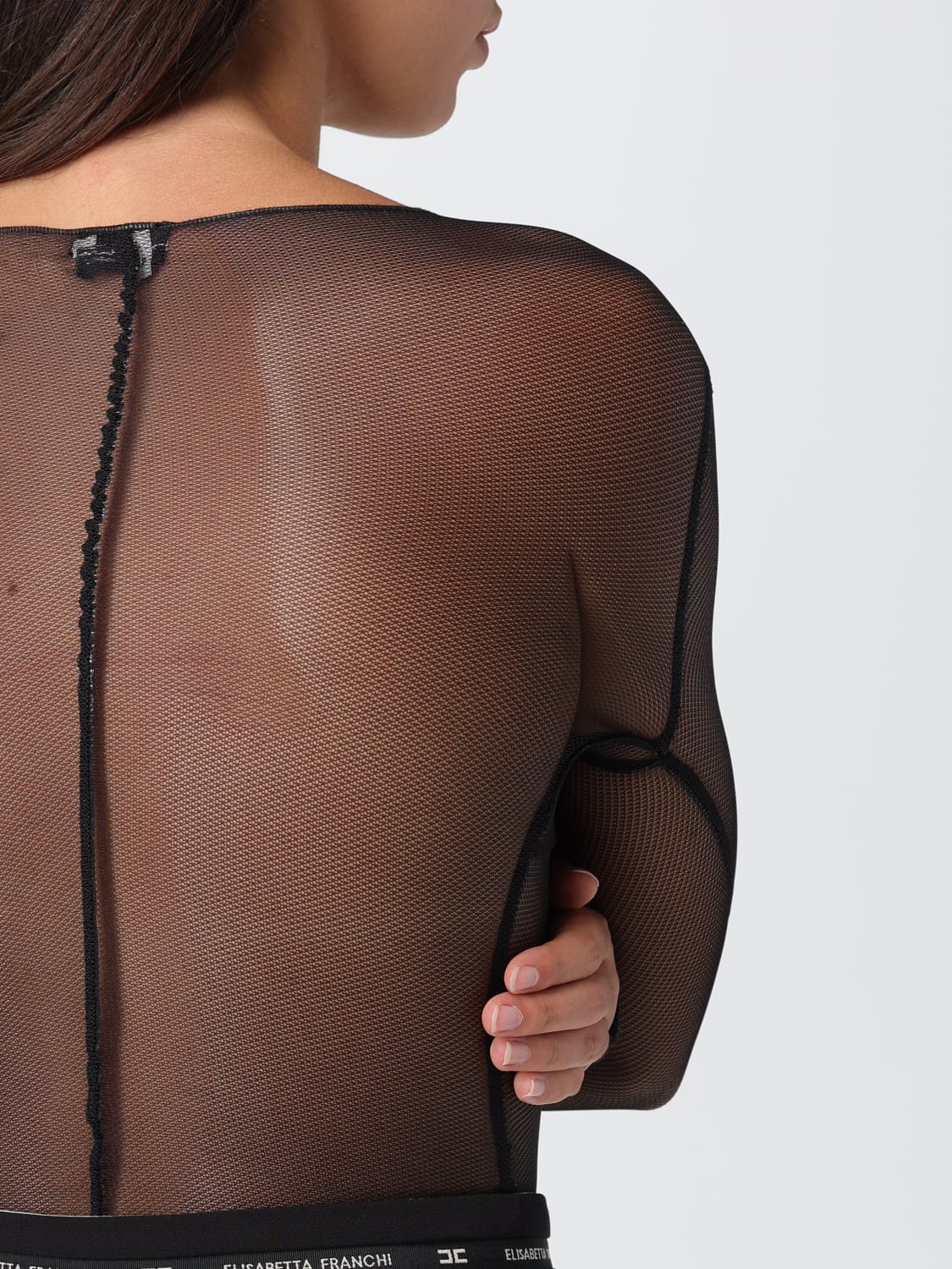 ELISABETTA FRANCHI TOP: Body in tulle con collana Elisabetta Franchi, Nero - Img 4