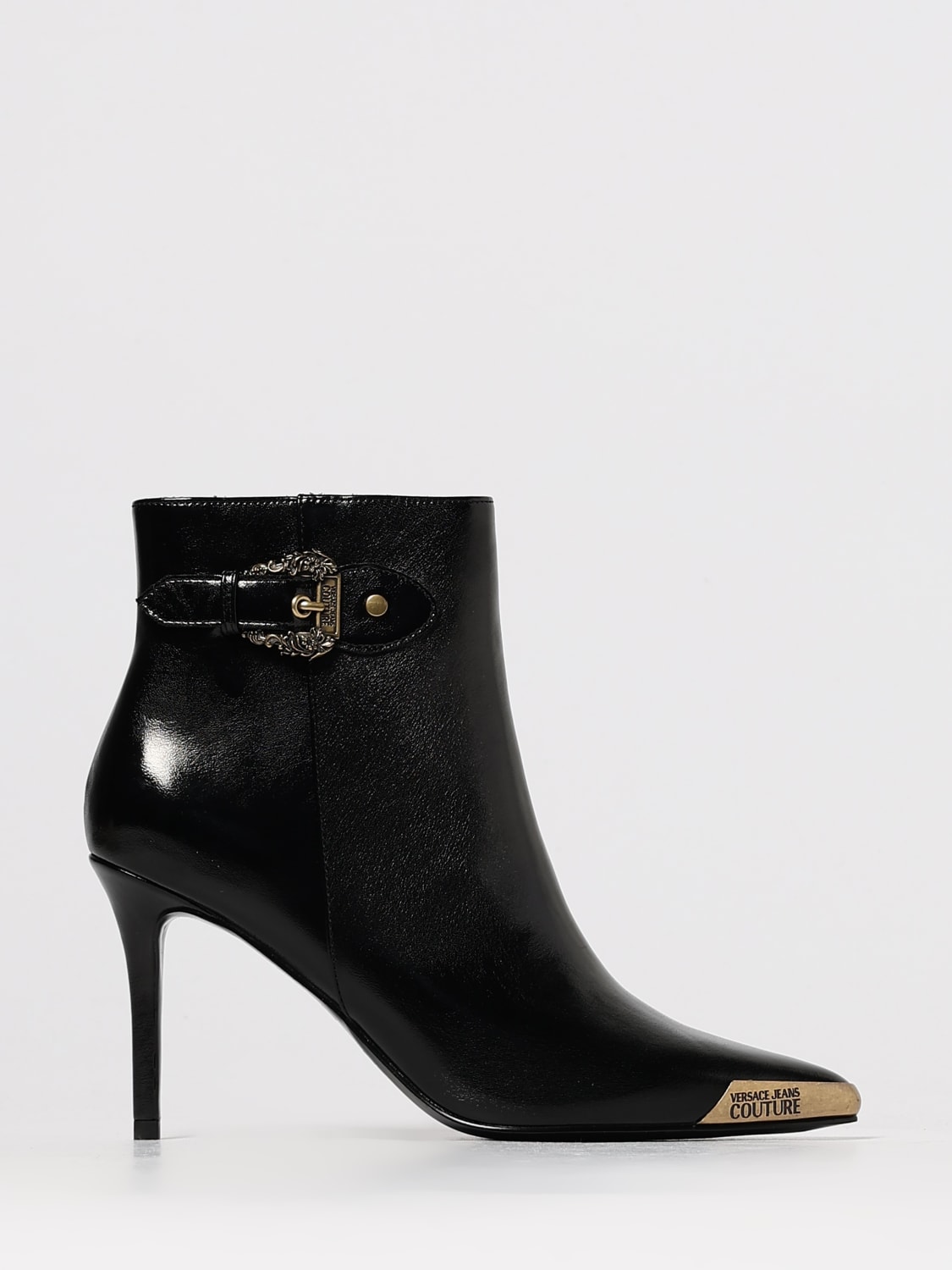 VERSACE JEANS COUTURE BOOTS: Flat ankle boots woman Versace Jeans Couture, Black - Img 1