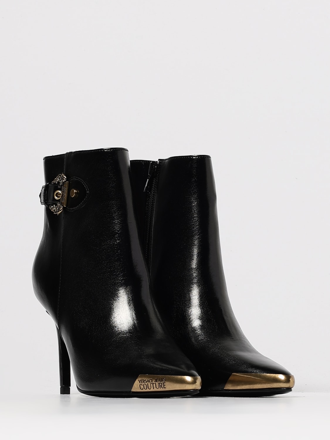 VERSACE JEANS COUTURE BOOTS: Flat ankle boots woman Versace Jeans Couture, Black - Img 2