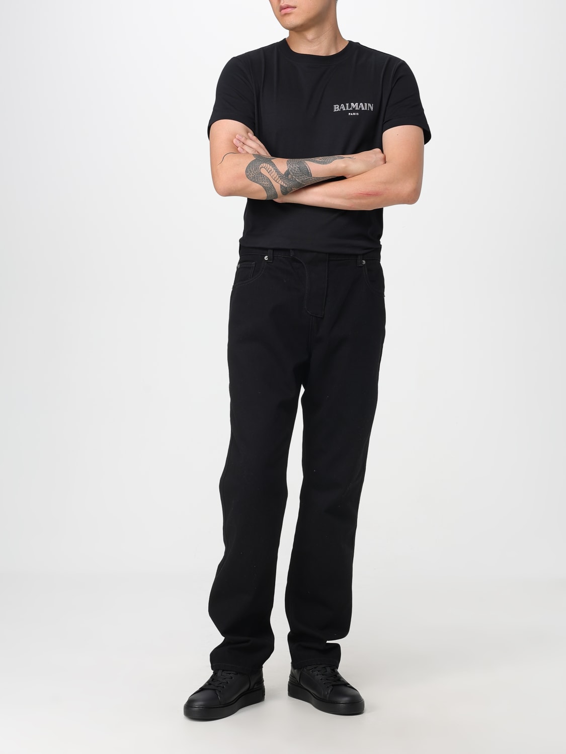 BALMAIN 牛仔裤: 牛仔裤 男士 Balmain, 黑色 - Img 2