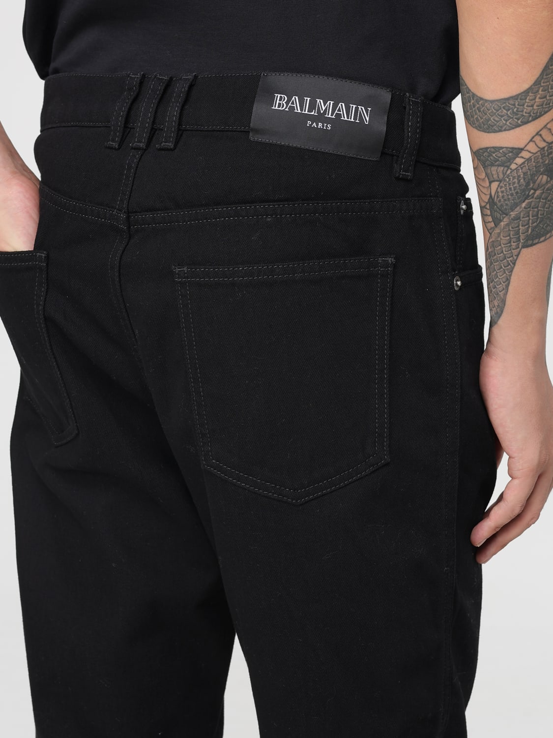 BALMAIN 牛仔裤: 牛仔裤 男士 Balmain, 黑色 - Img 5