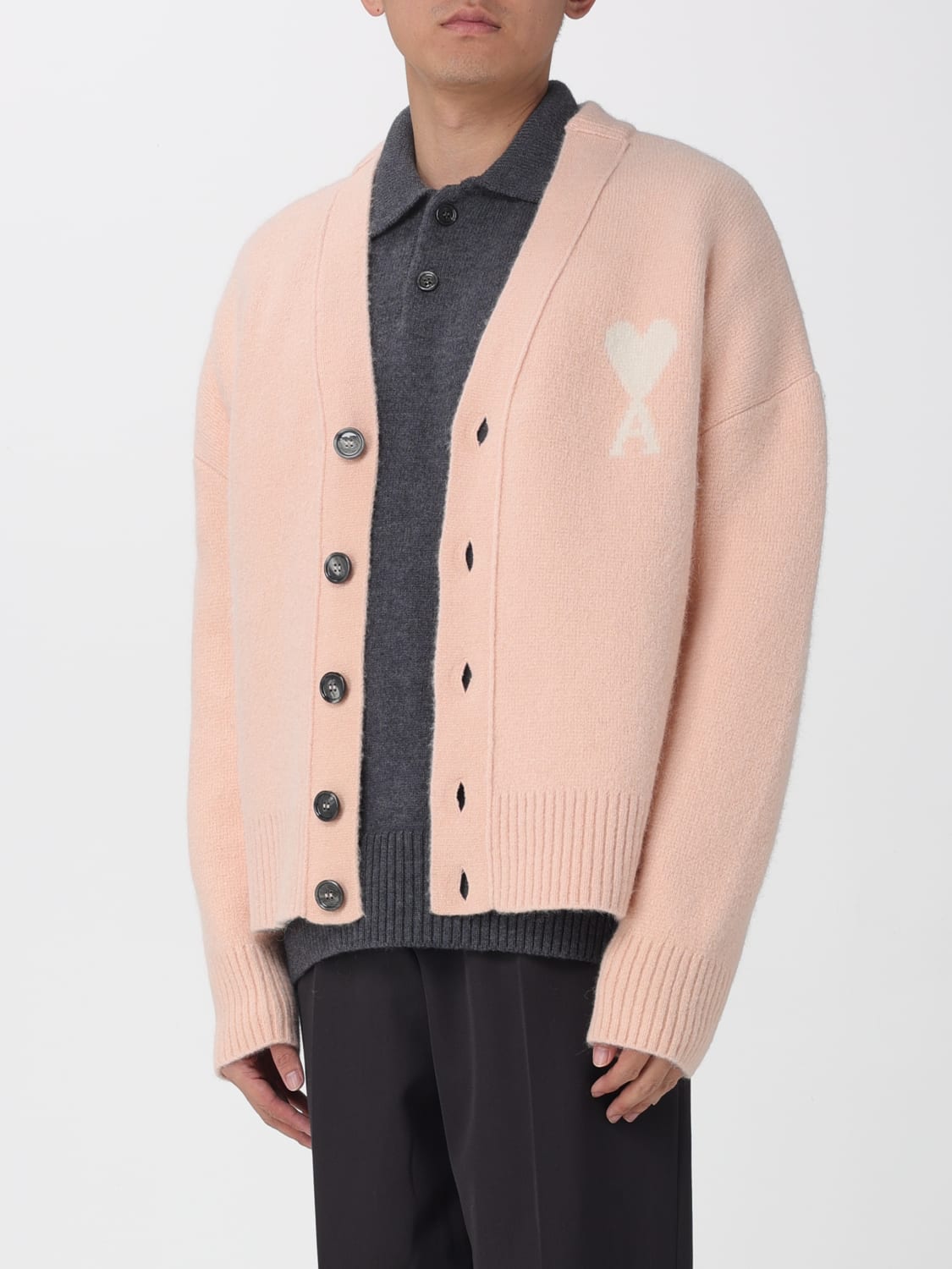 AMI PARIS 毛衣: 针织开衫 男士 Ami Paris, 粉色 - Img 4