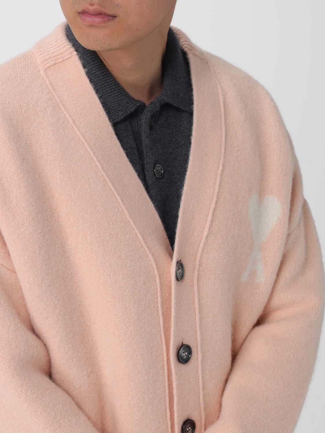 AMI PARIS 毛衣: 针织开衫 男士 Ami Paris, 粉色 - Img 5