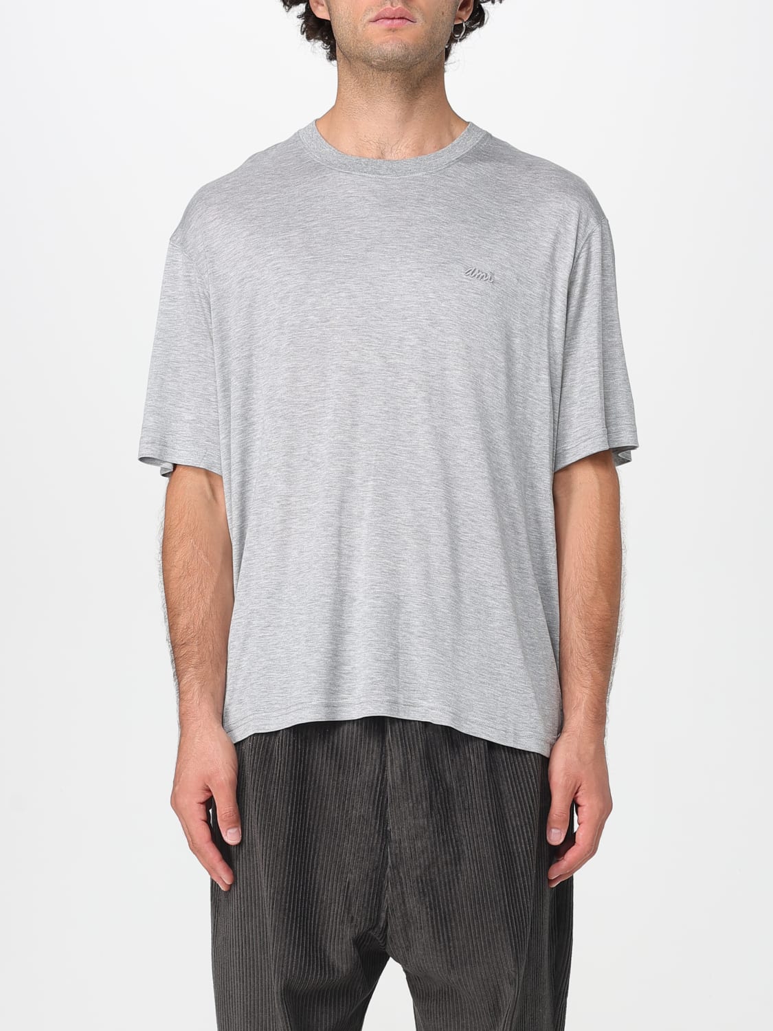 AMI PARIS T-SHIRT: T-shirt in cotone basic Ami Paris, Grigio - Img 1