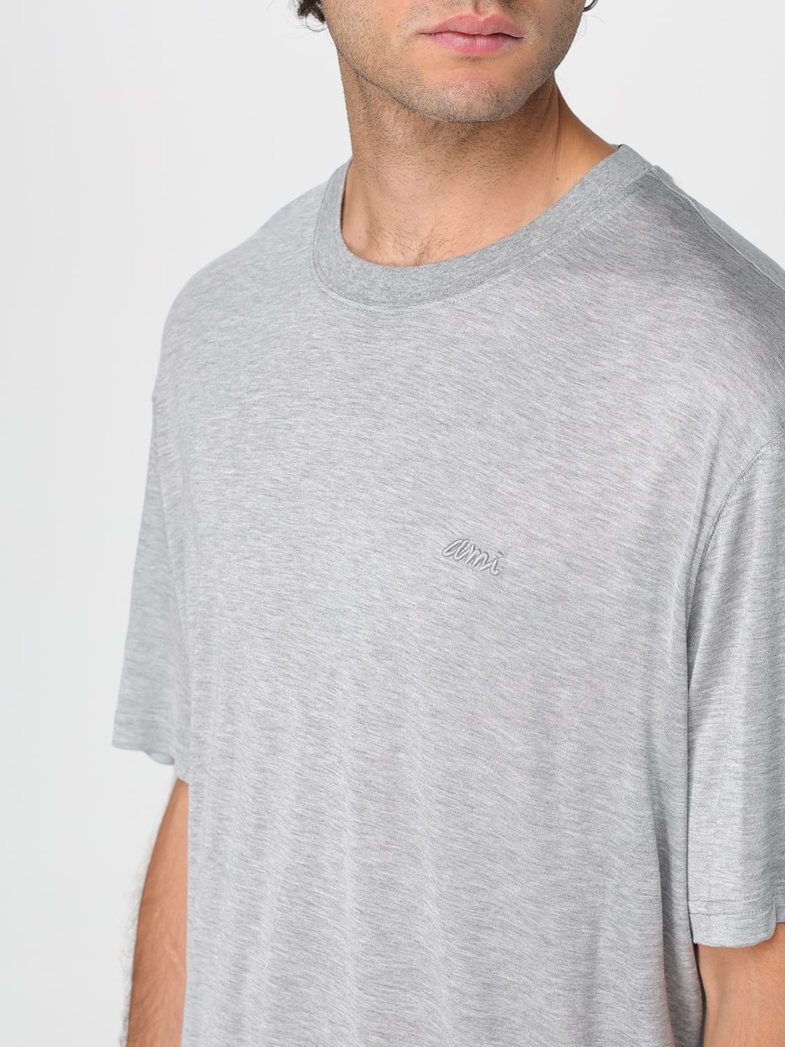 AMI PARIS T-SHIRT: T-shirt in cotone basic Ami Paris, Grigio - Img 3
