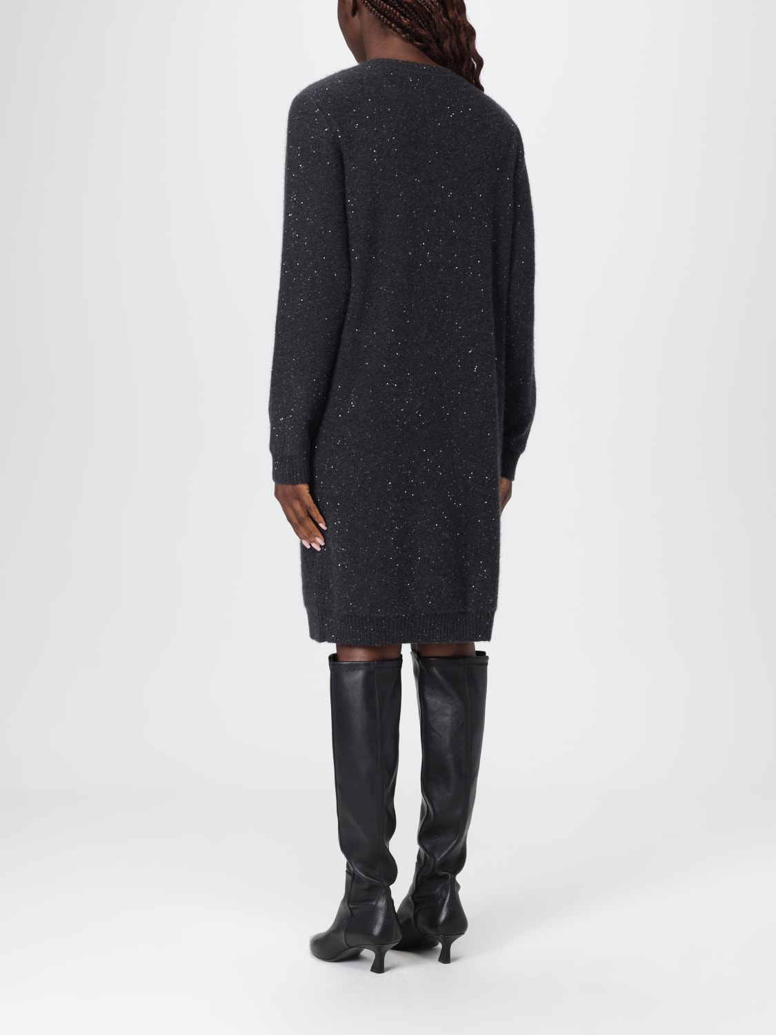 FABIANA FILIPPI ABITO: Abito mini Fabiana Filippi in misto lana con paillettes , Grigio - Img 2