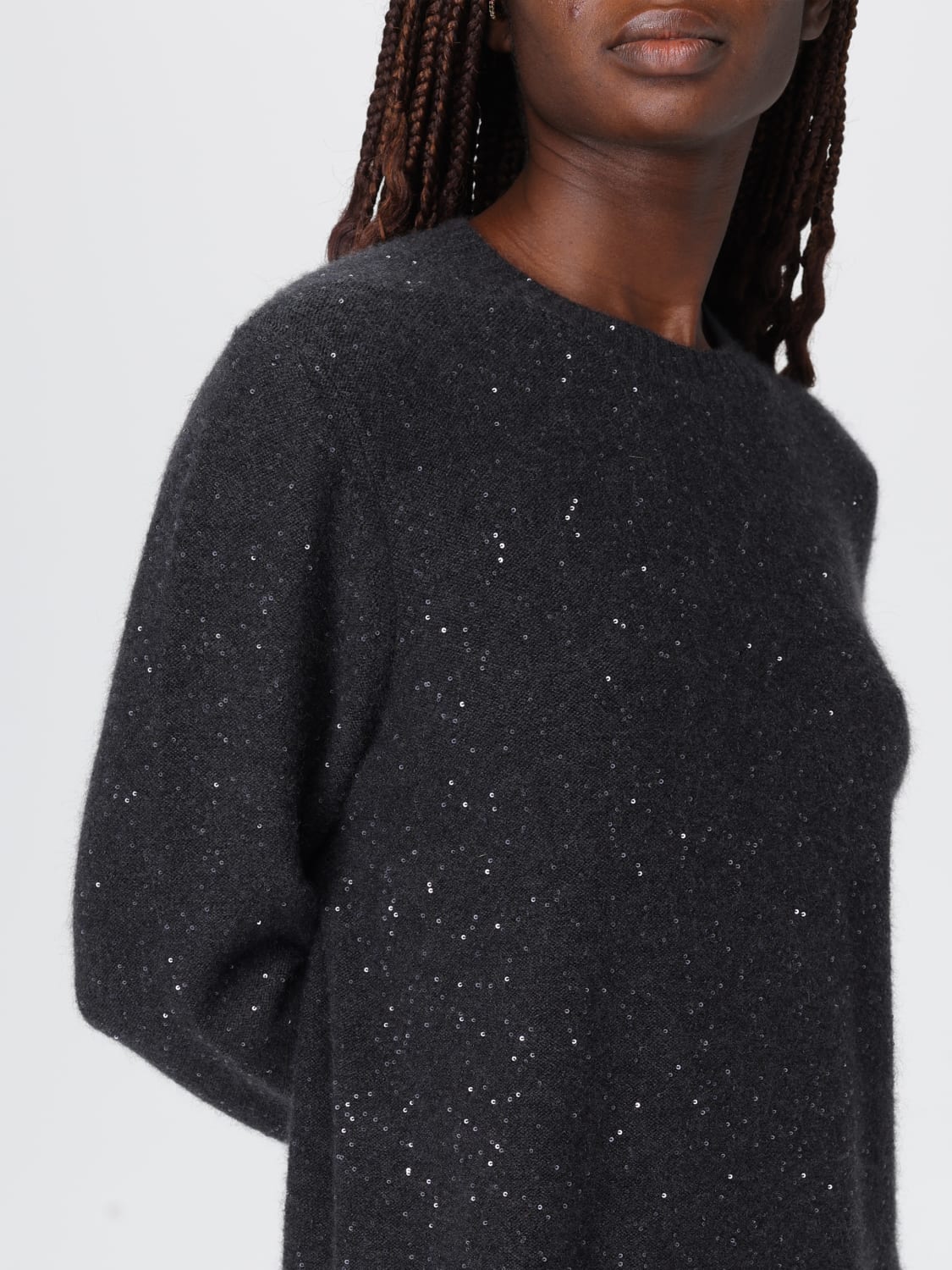 FABIANA FILIPPI ABITO: Abito mini Fabiana Filippi in misto lana con paillettes , Grigio - Img 3