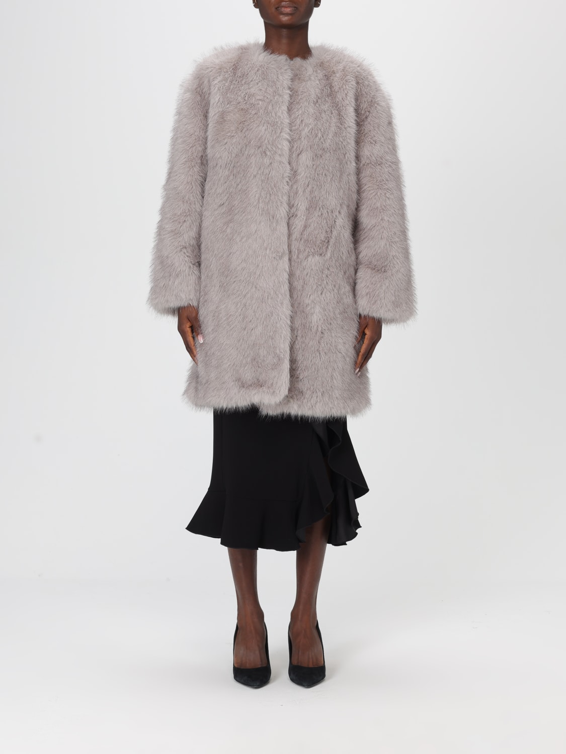 MAX MARA FUR COAT: Jacket woman Max Mara, Grey - Img 1