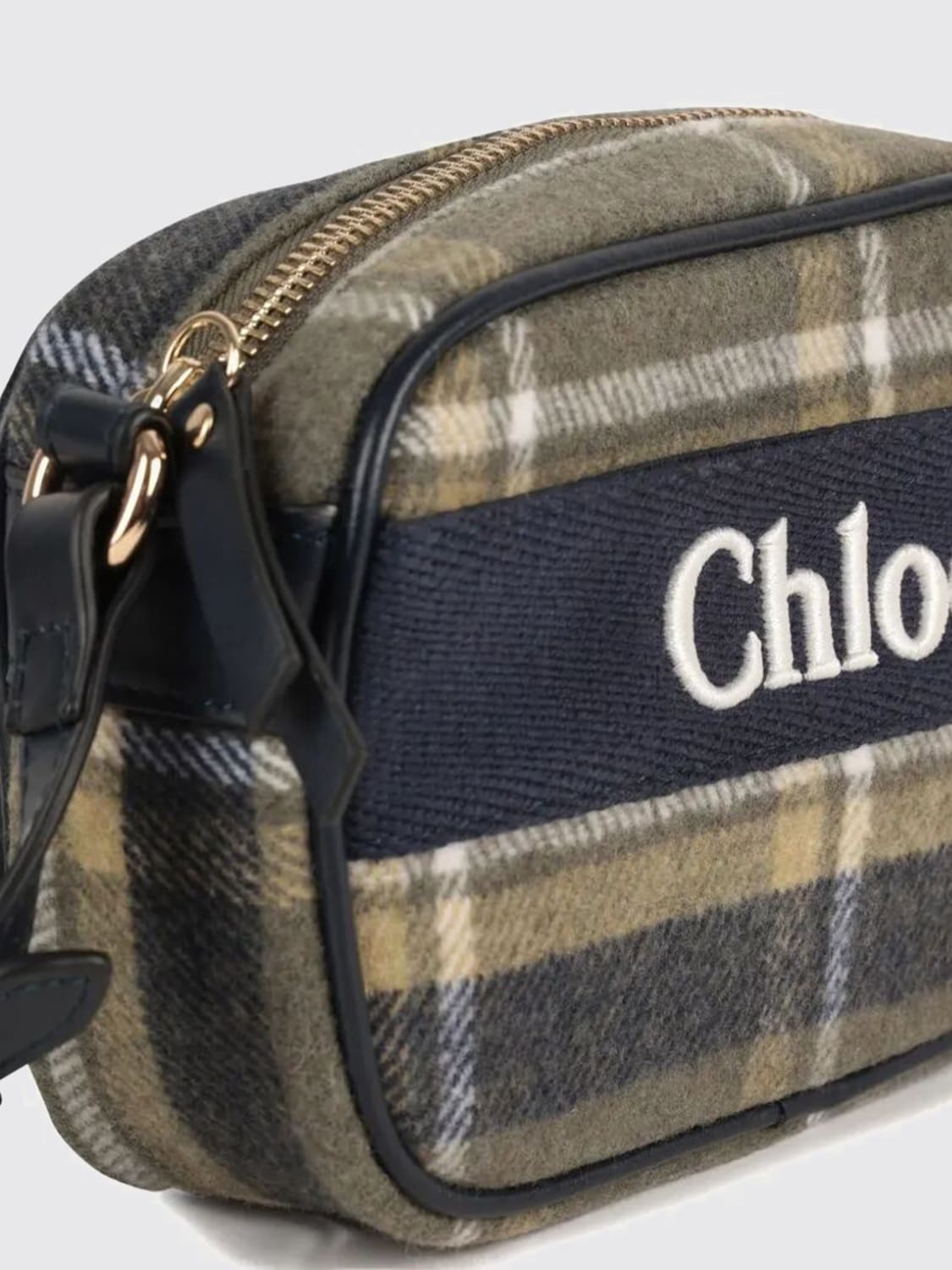 CHLOÉ BORSA: Borsa Chloé in tessuto stampa tartan , Verde - Img 3