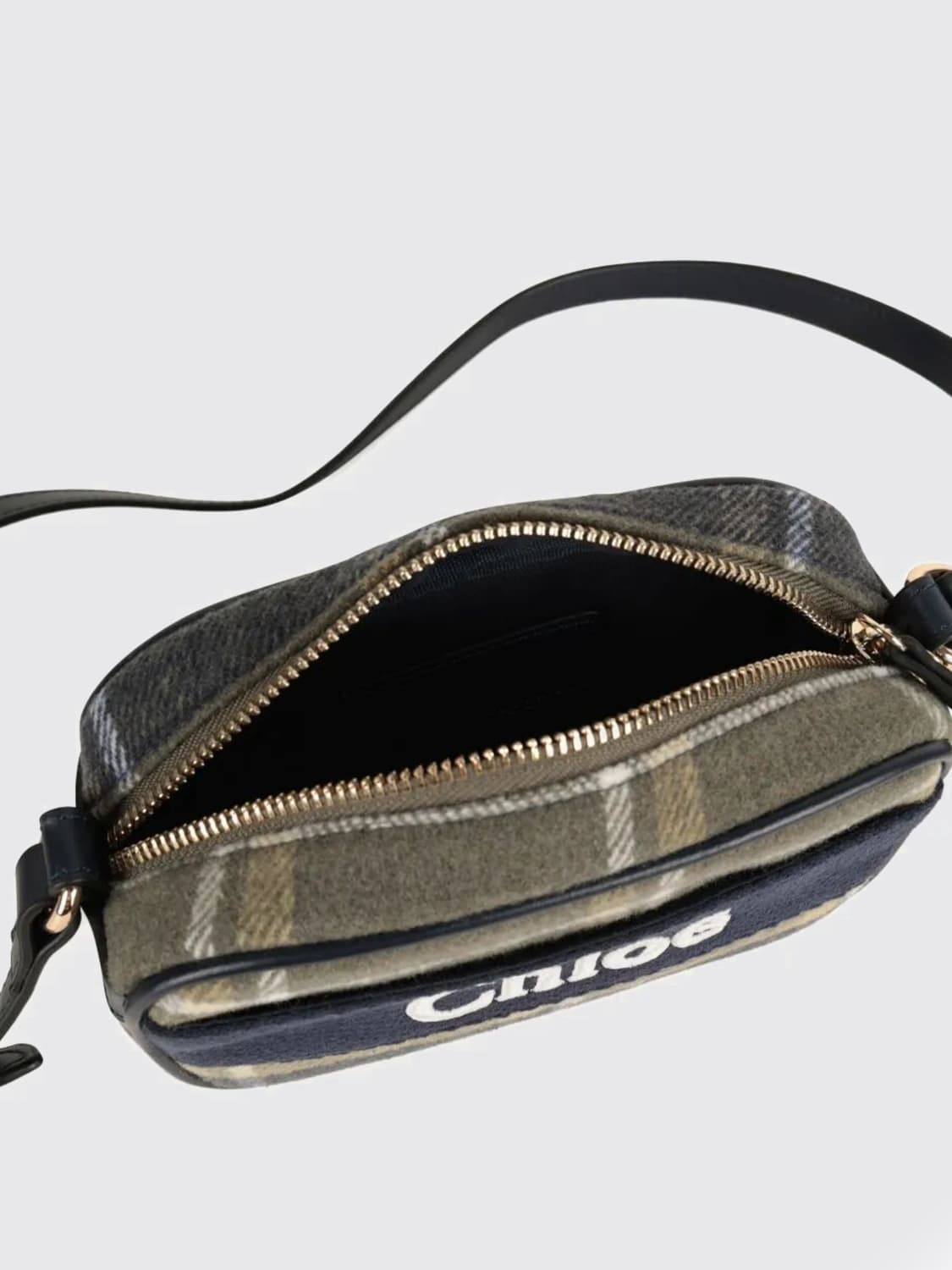 CHLOÉ BORSA: Borsa Chloé in tessuto stampa tartan , Verde - Img 4