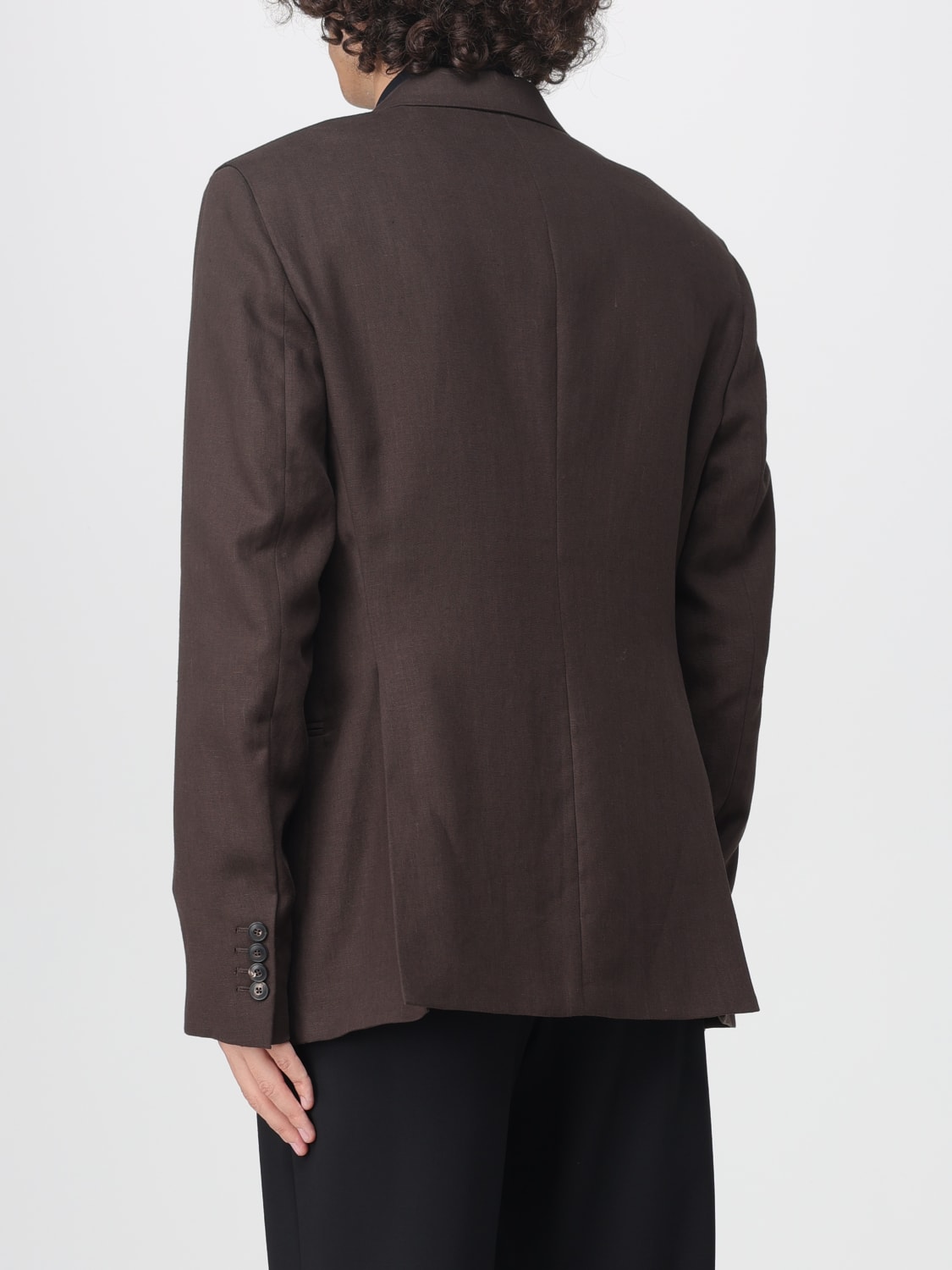 EMPORIO ARMANI GIACCA: Blazer monopetto Emporio Armani in lino , Marrone - Img 2