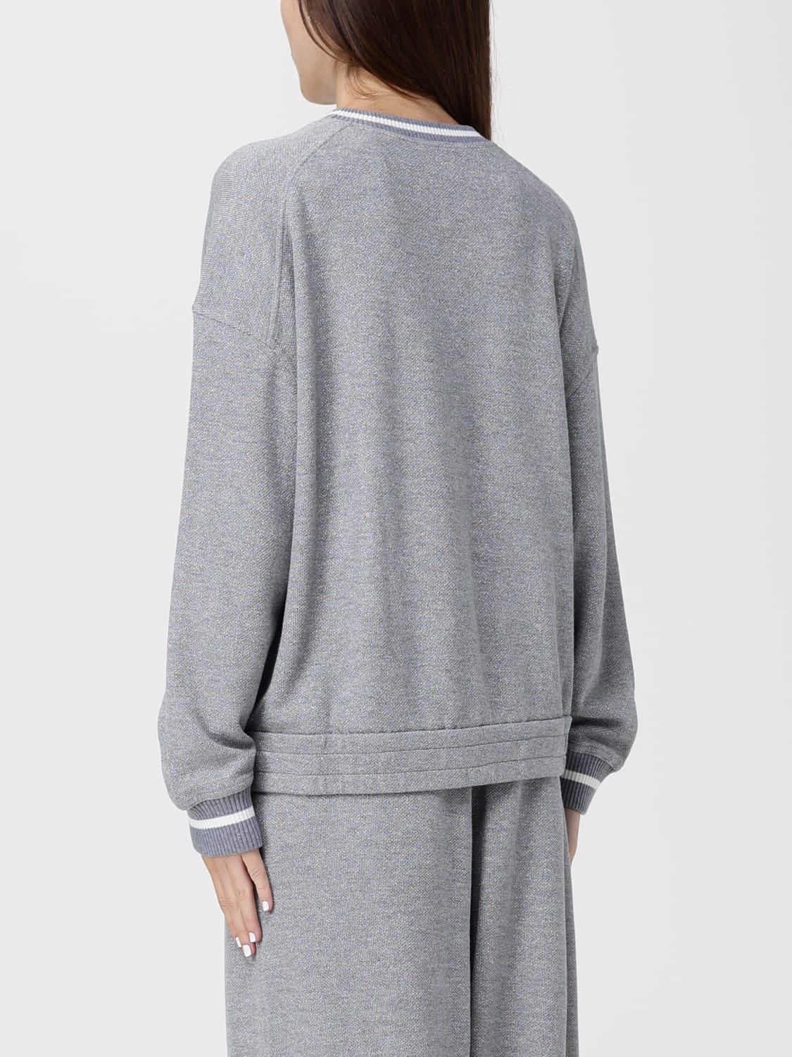 BRUNELLO CUCINELLI FELPA: Felpa in cotone con stemma Brunello Cucinelli, Grigio - Img 3