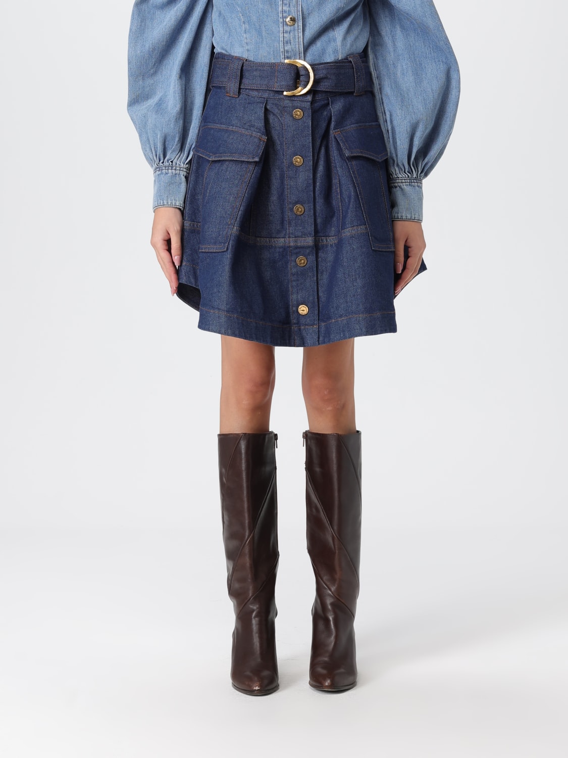 ZIMMERMANN GONNA: Gonna Zimmermann in denim , Inchiostro - Img 1