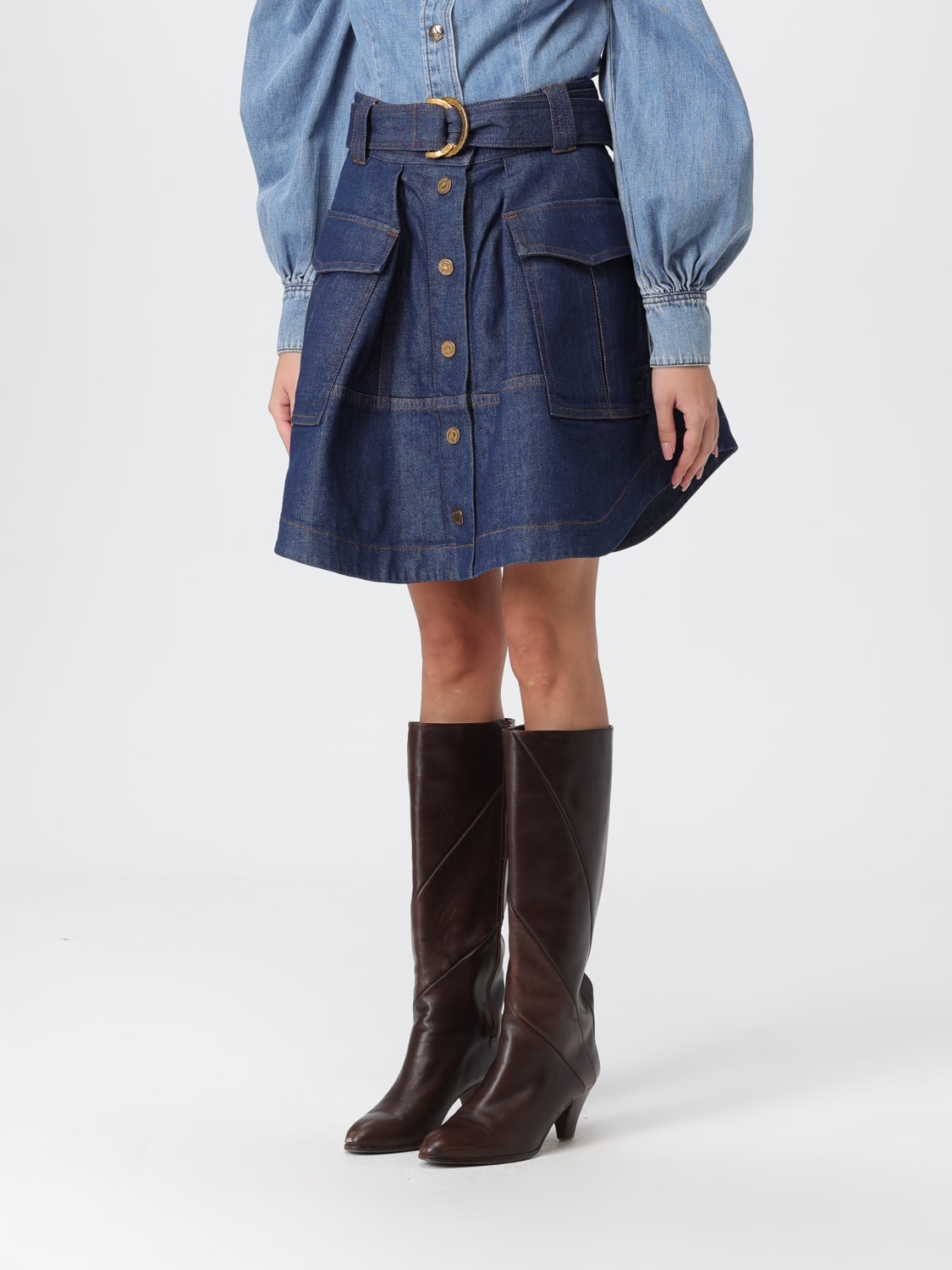 ZIMMERMANN GONNA: Gonna Zimmermann in denim , Inchiostro - Img 4