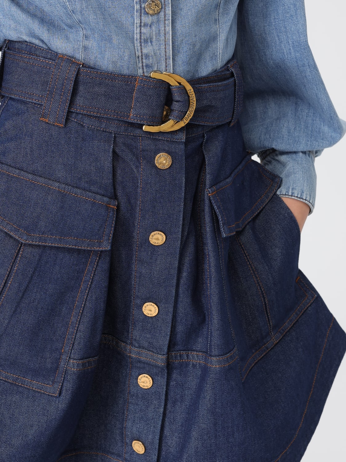 ZIMMERMANN GONNA: Gonna Zimmermann in denim , Inchiostro - Img 5