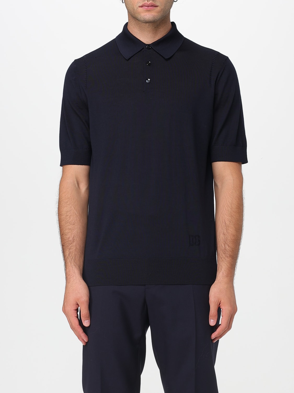 DOLCE & GABBANA POLO: Polo basic Dolce & Gabbana in lana rasata, Blue - Img 1