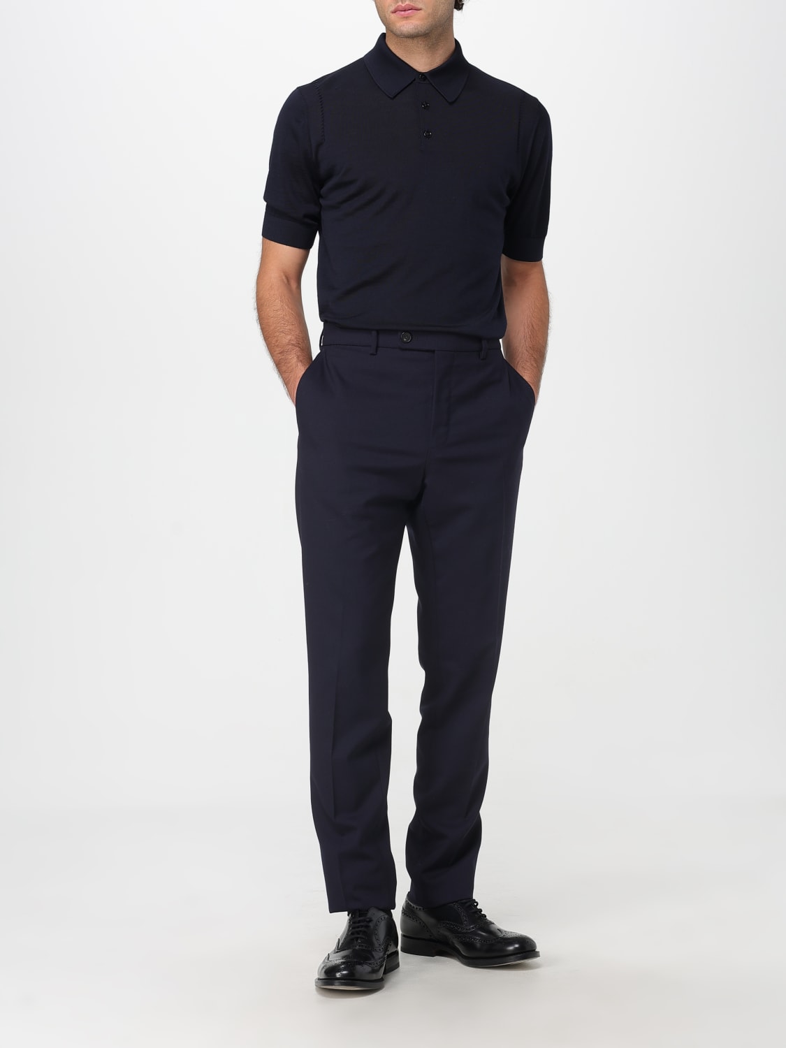 DOLCE & GABBANA POLO: Polo basic Dolce & Gabbana in lana rasata, Blue - Img 2