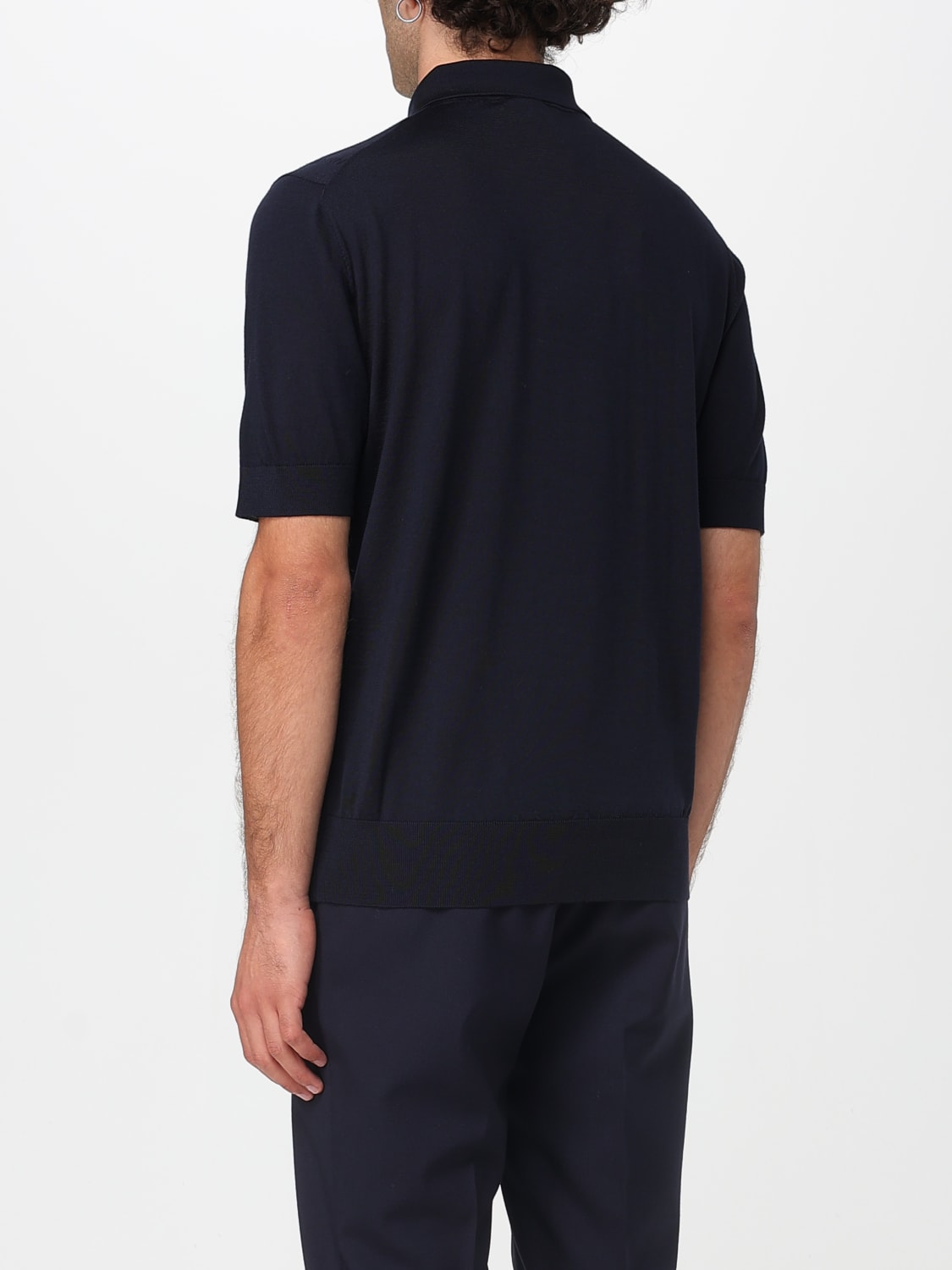 DOLCE & GABBANA POLO: Polo basic Dolce & Gabbana in lana rasata, Blue - Img 3