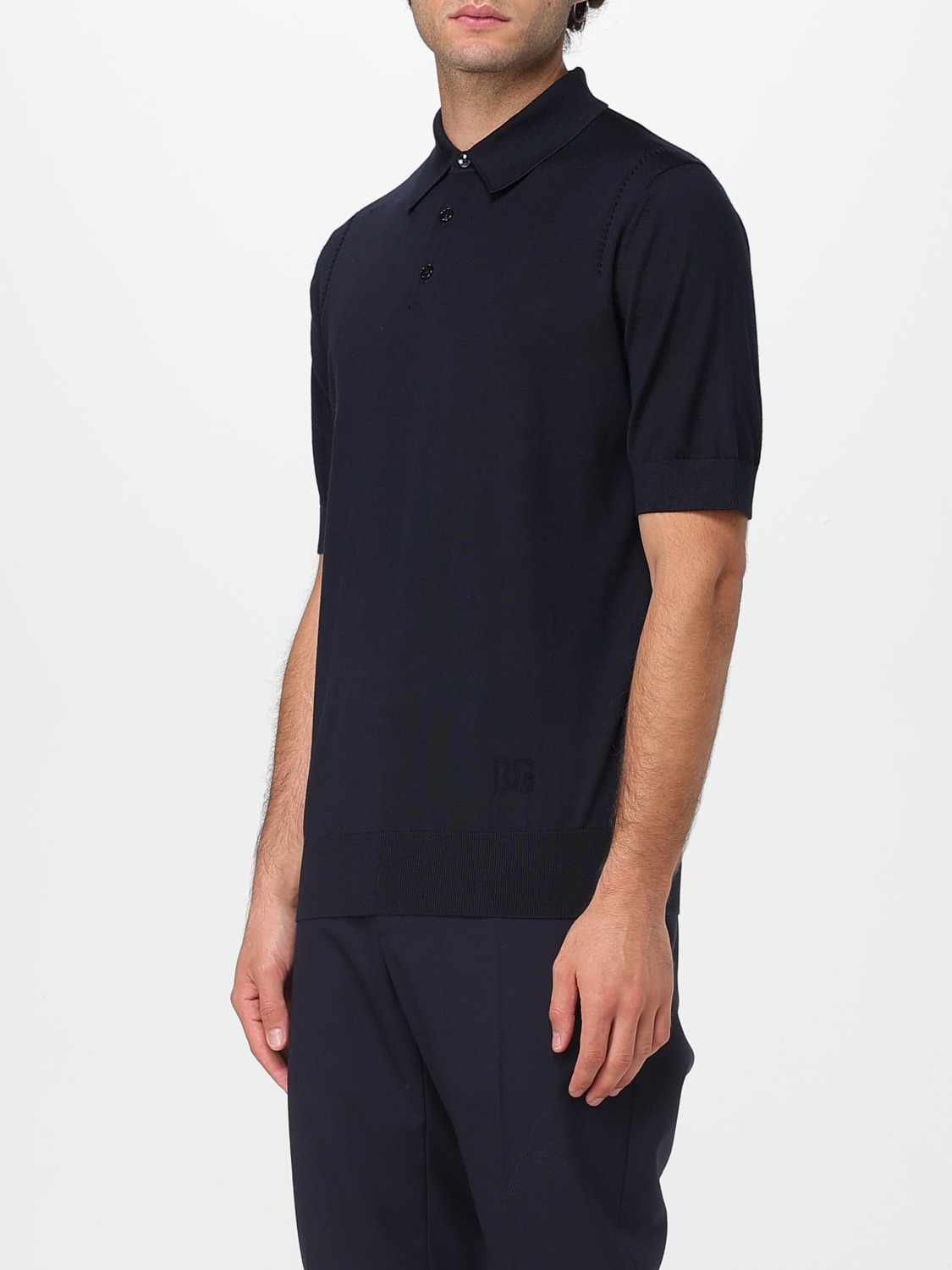 DOLCE & GABBANA POLO: Polo basic Dolce & Gabbana in lana rasata, Blue - Img 4