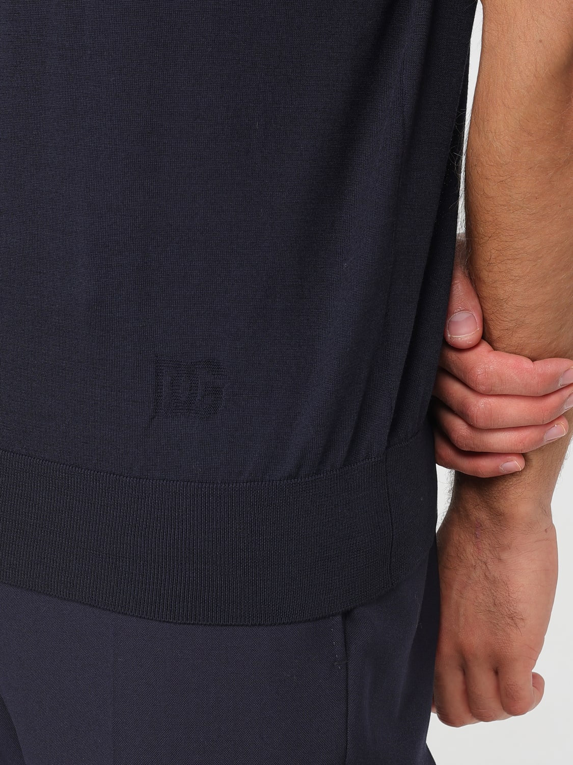 DOLCE & GABBANA POLO: Polo basic Dolce & Gabbana in lana rasata, Blue - Img 5