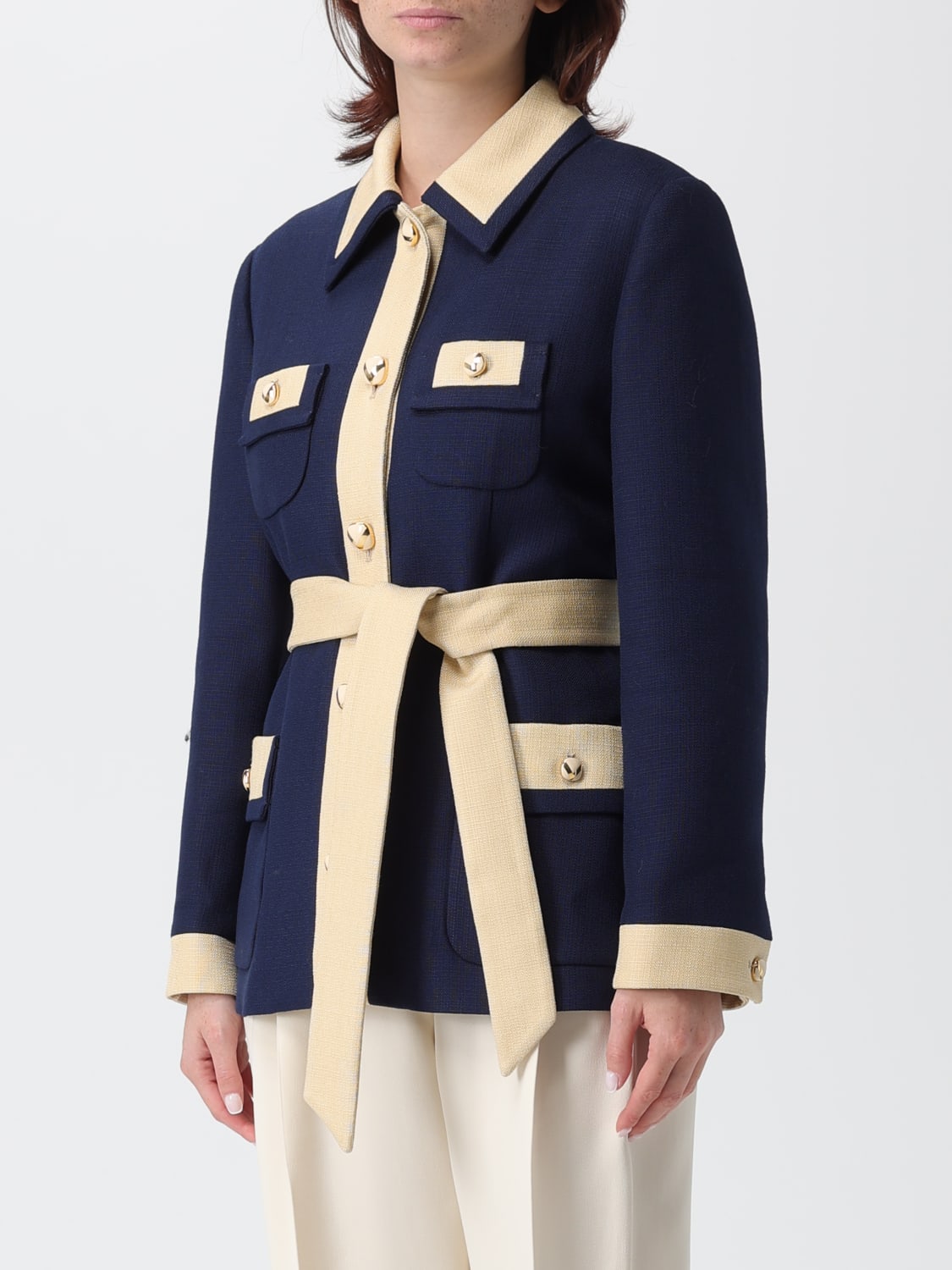 VALENTINO GIACCA: Giacca Valentino in viscosa con cinta , Blue - Img 3