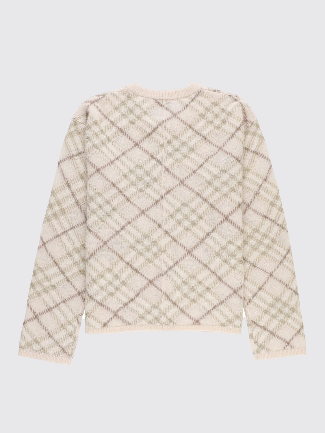 BURBERRY MAGLIA: Cardigan in lana di Alpaca check Burberry, Rosa - Img 2
