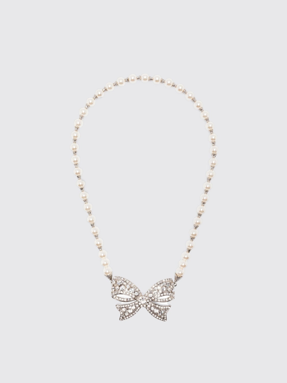 ALESSANDRA RICH GIOIELLO: Collana Bow in perle bianche Alessandra Rich, Bianco - Img 1
