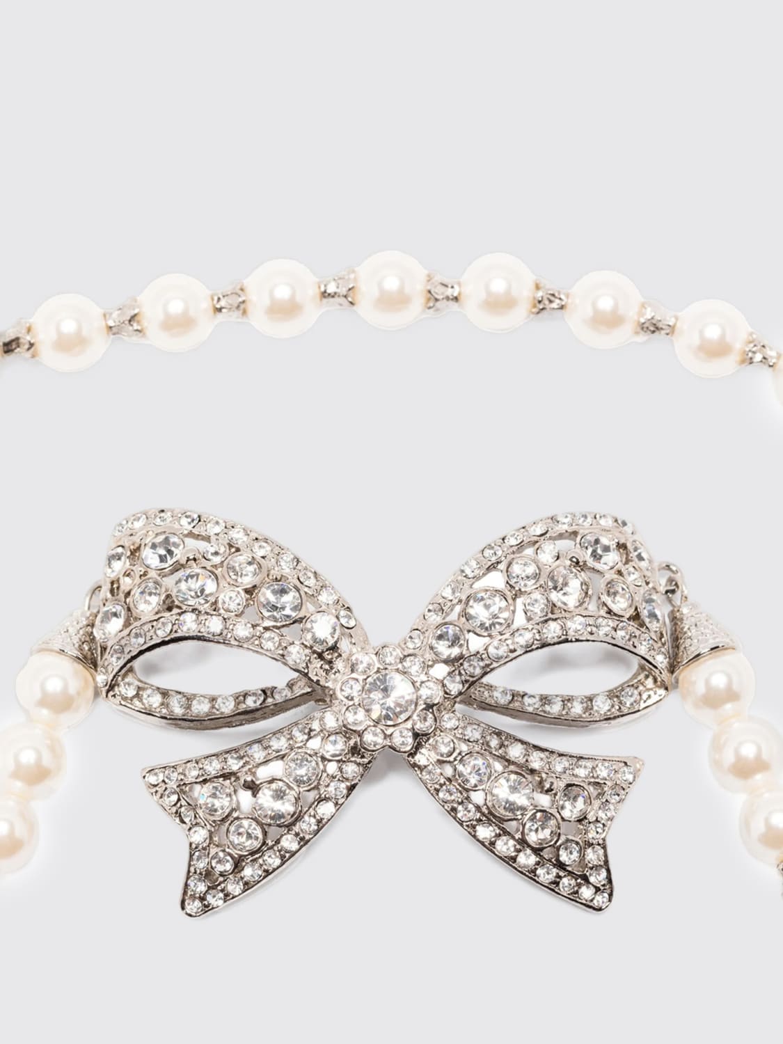 ALESSANDRA RICH GIOIELLO: Collana Bow in perle bianche Alessandra Rich, Bianco - Img 2