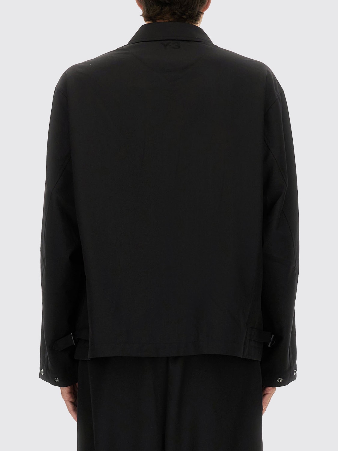 Y-3 GIACCA: Overshirt Y-3 in misto lana , Nero - Img 3