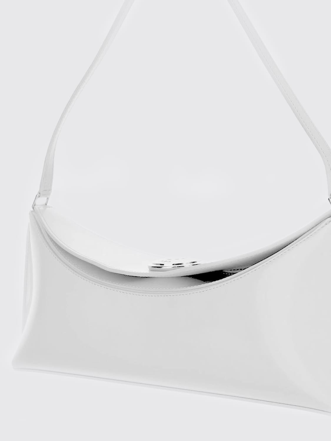 JACQUEMUS BORSA A SPALLA: Pochette Ovalo Jacquemus in pelle spazzolata, Bianco - Img 3