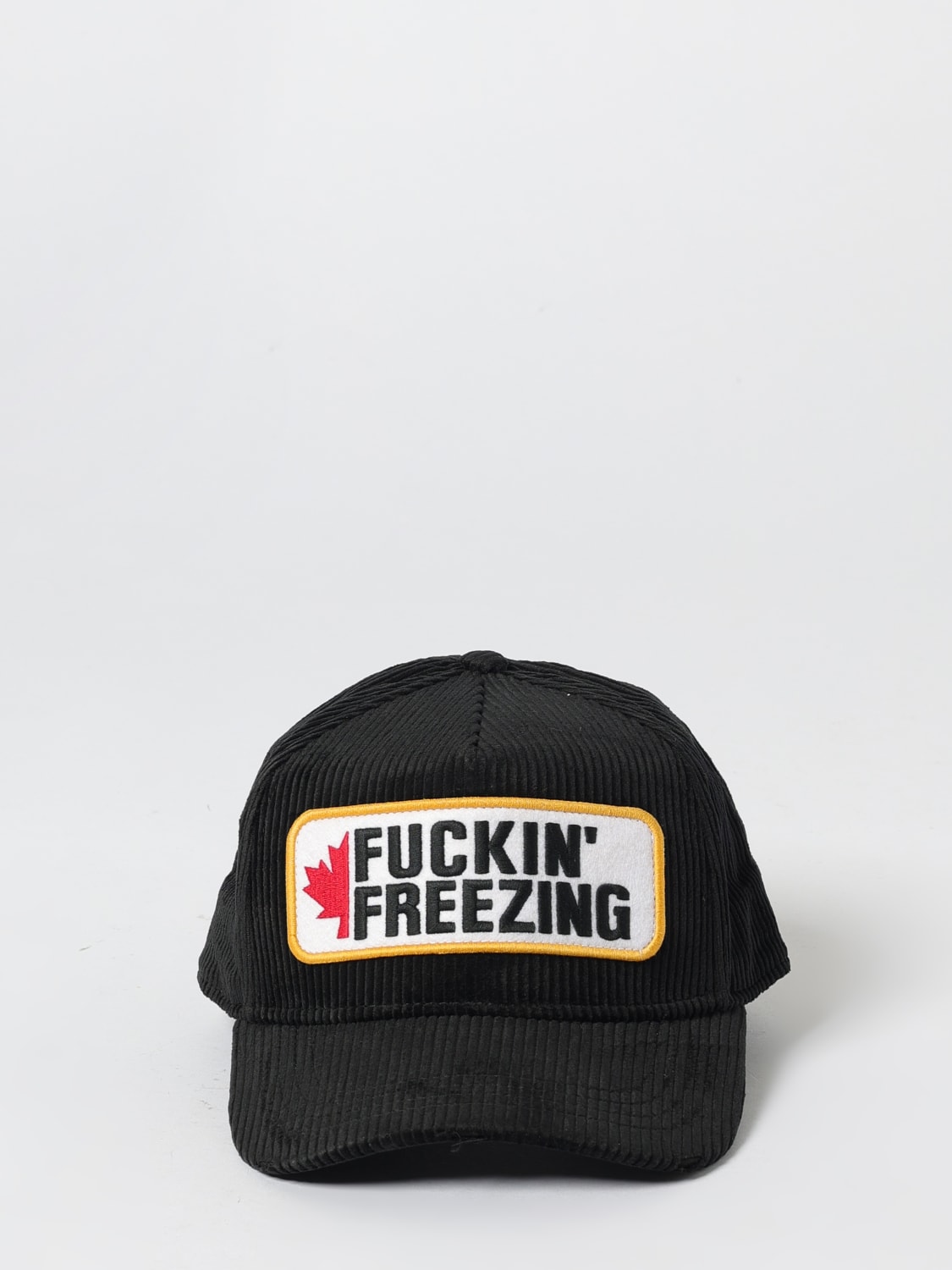 DSQUARED2 CAPPELLO: Cappello Dsquared2 in velluto di cotone a coste con patch , Nero - Img 2